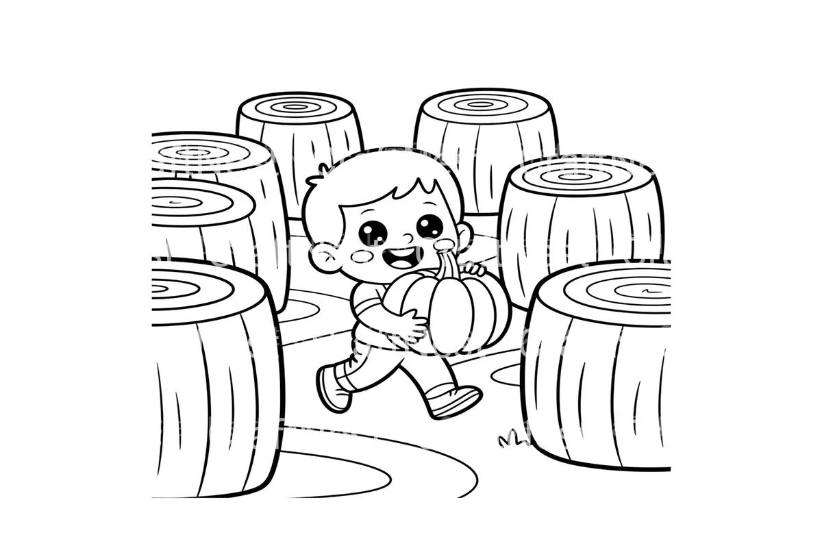 Pumpkin Patch Maze for Kids Coloring Books - Image 3