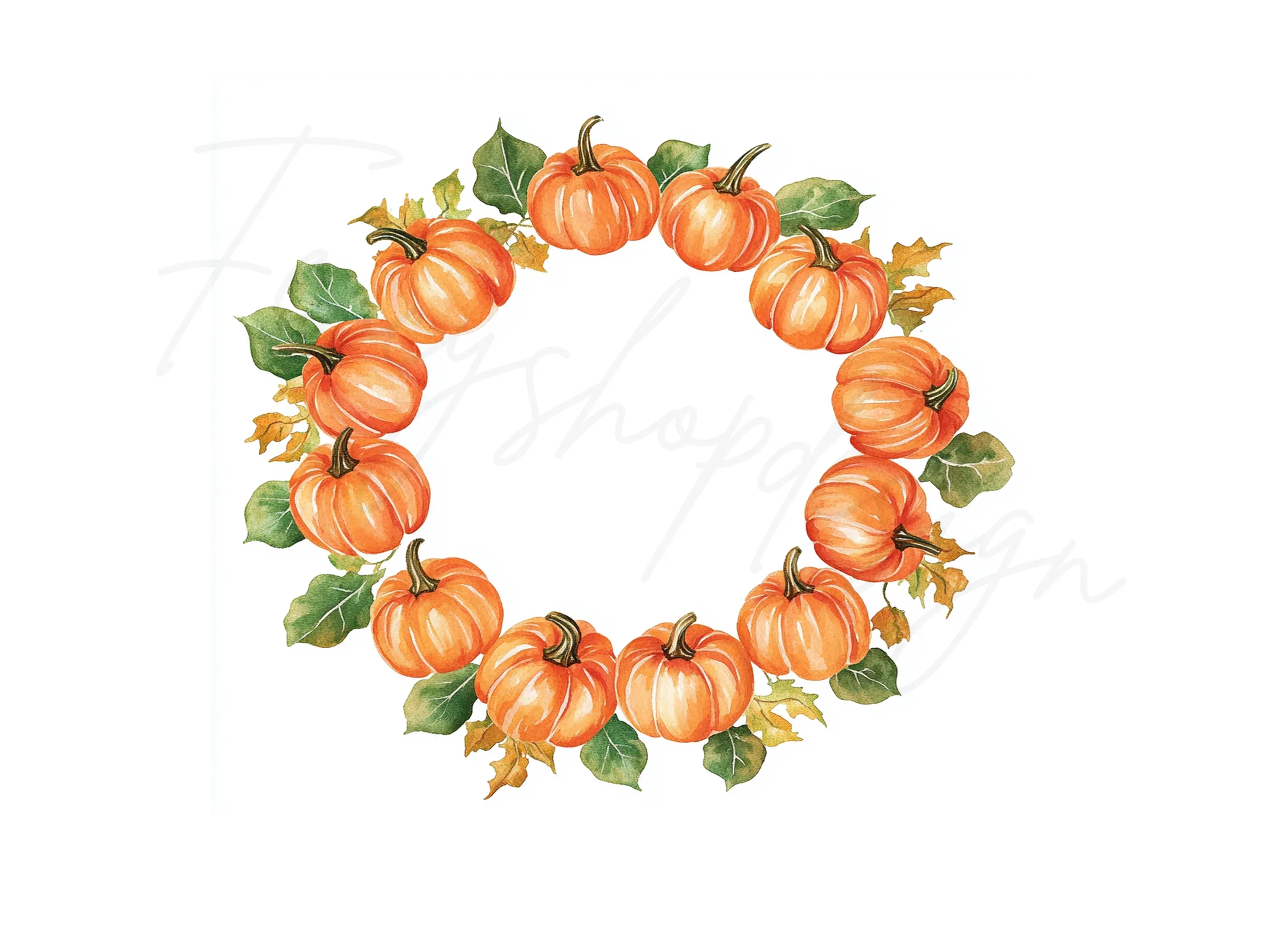 Pumpkin Wreaths Clipart Bundle - Image 3