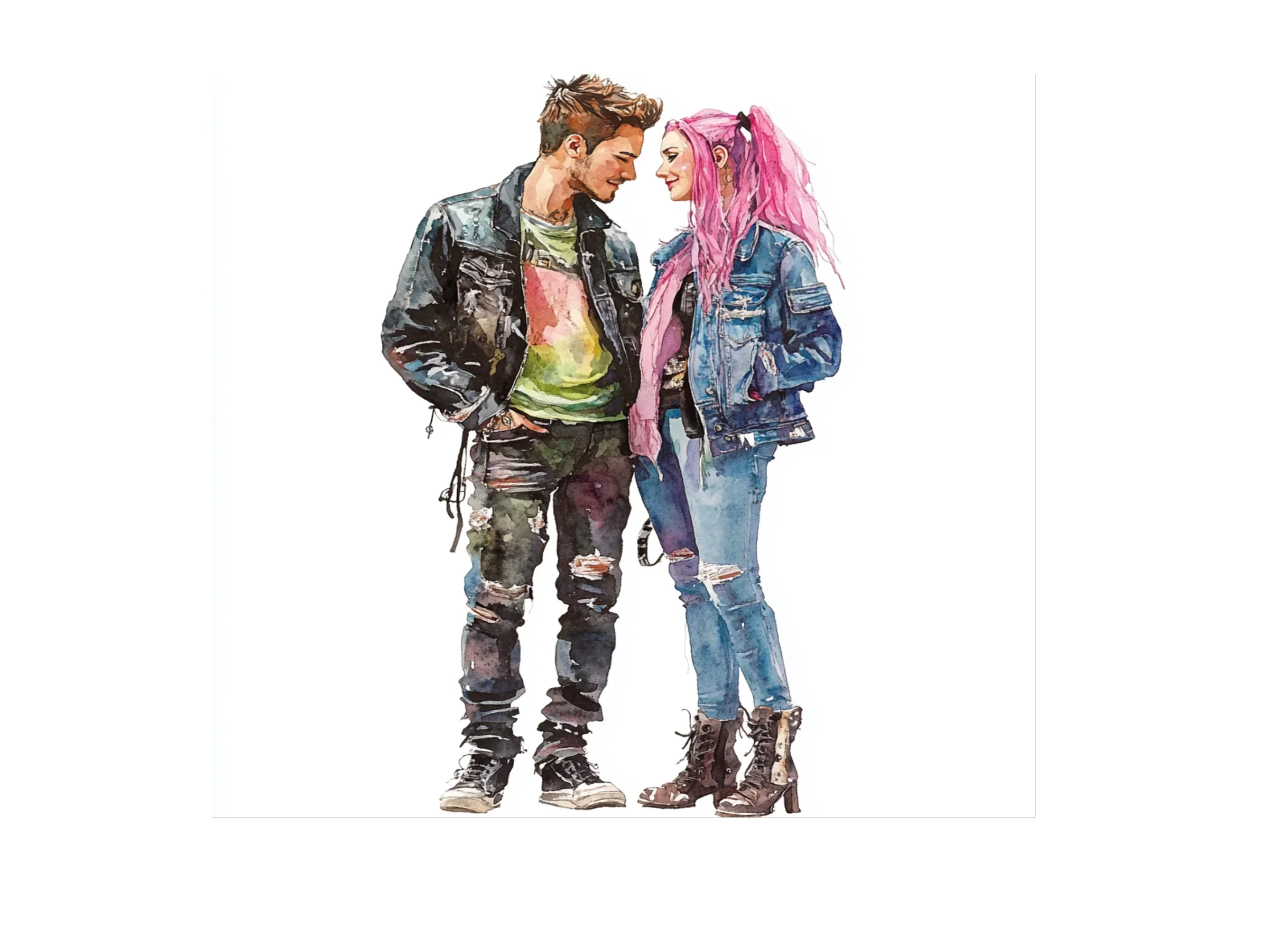 Punk Rock Couple Illustrations Clipart Bundle - Image 3