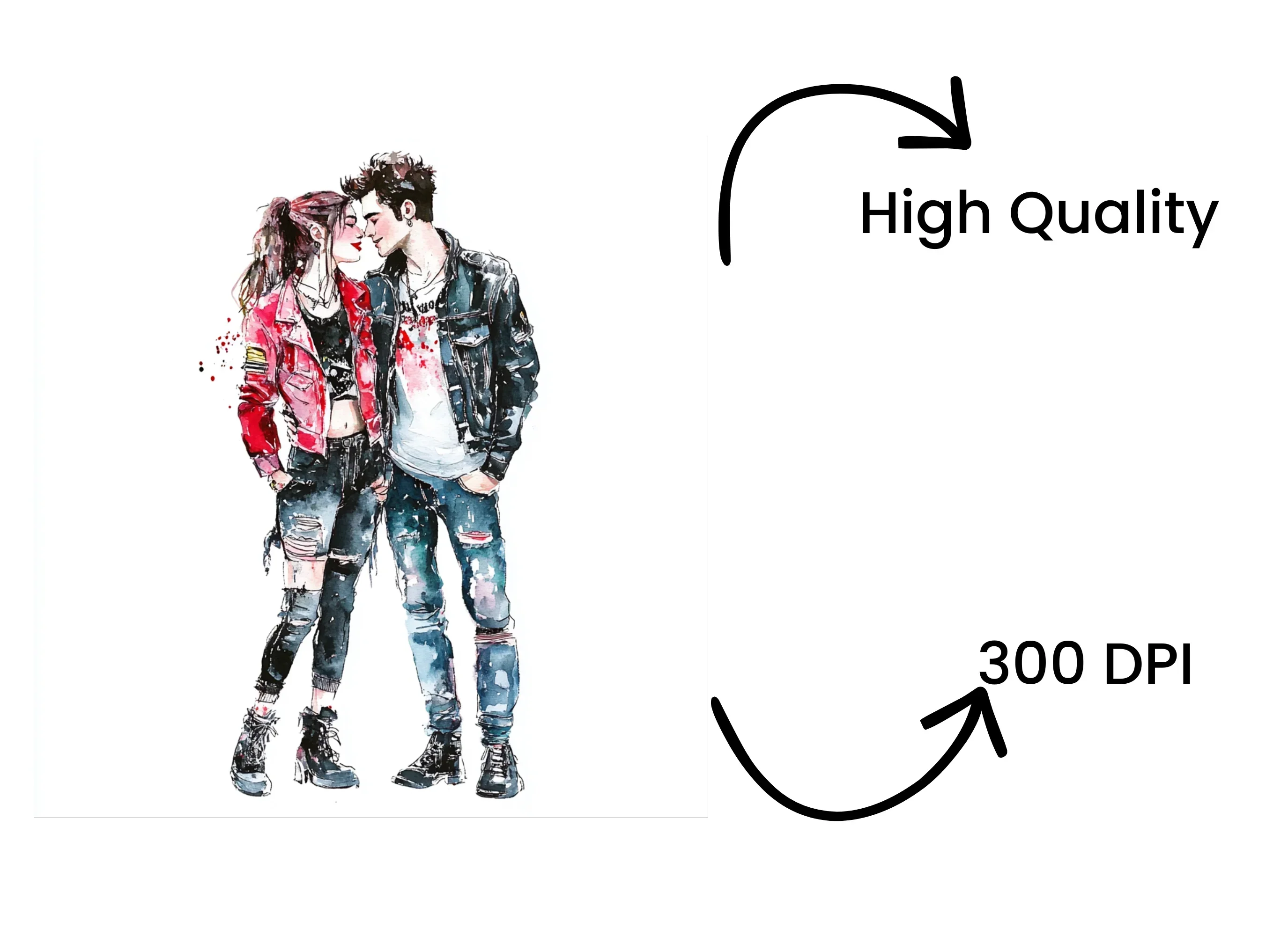 Punk Rock Couple Illustrations Clipart Bundle - Image 4