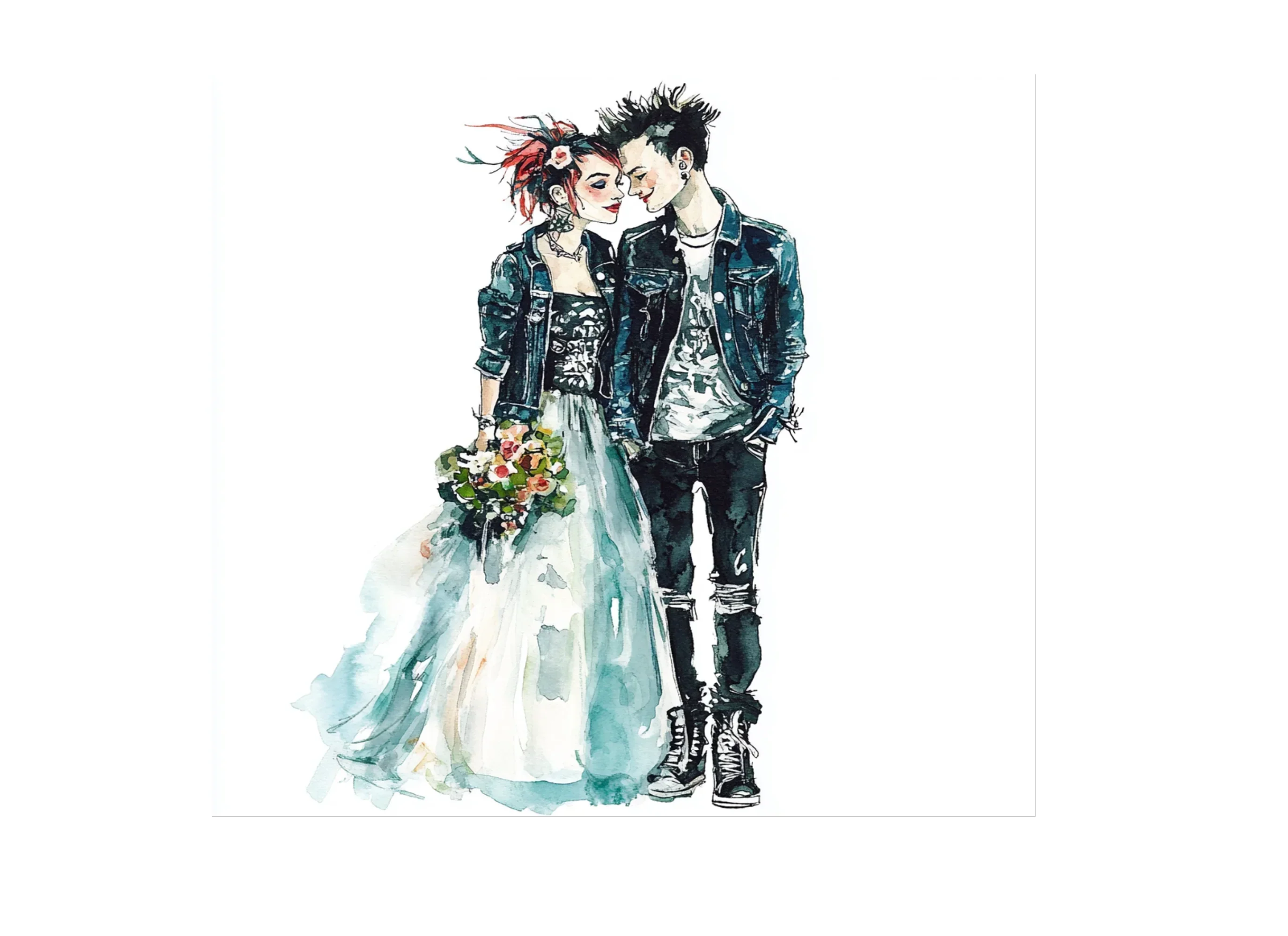 Punk Rock Wedding Couple Clipart Bundle - Image 3