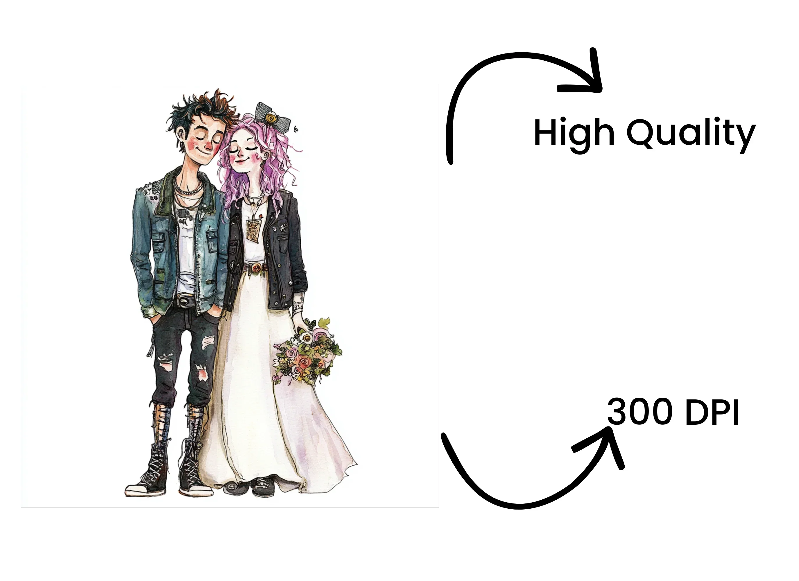 Punk Rock Wedding Couple Clipart Bundle - Image 4