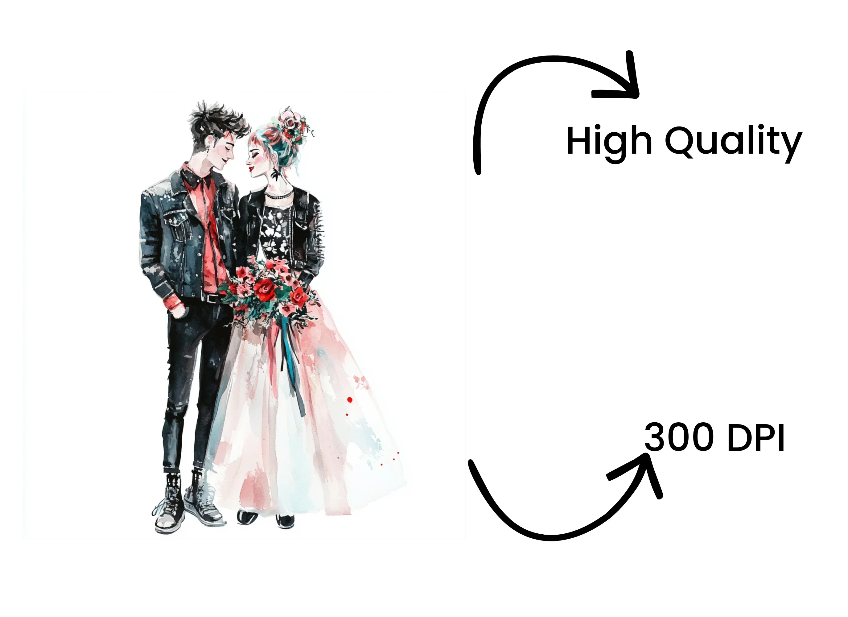 Punk Rock Wedding Couple Clipart Bundle - Image 4