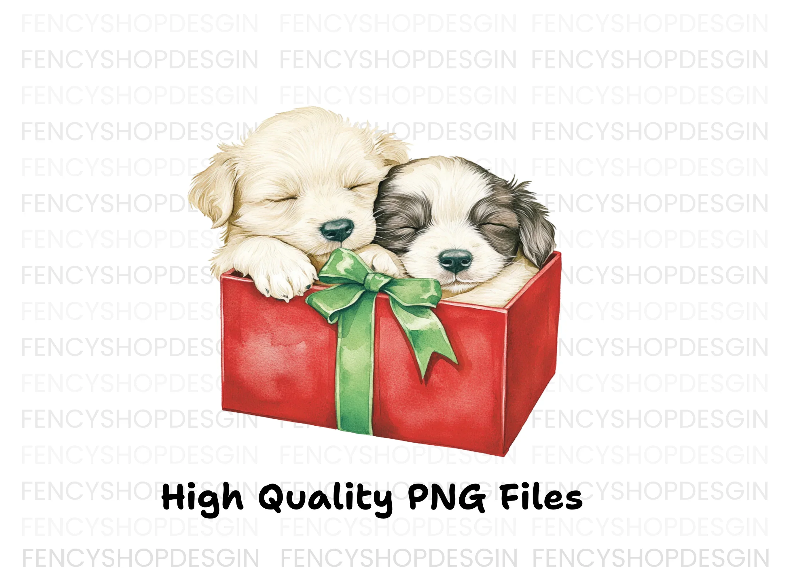 Puppies in Gift Box Clipart Bundle - Image 3