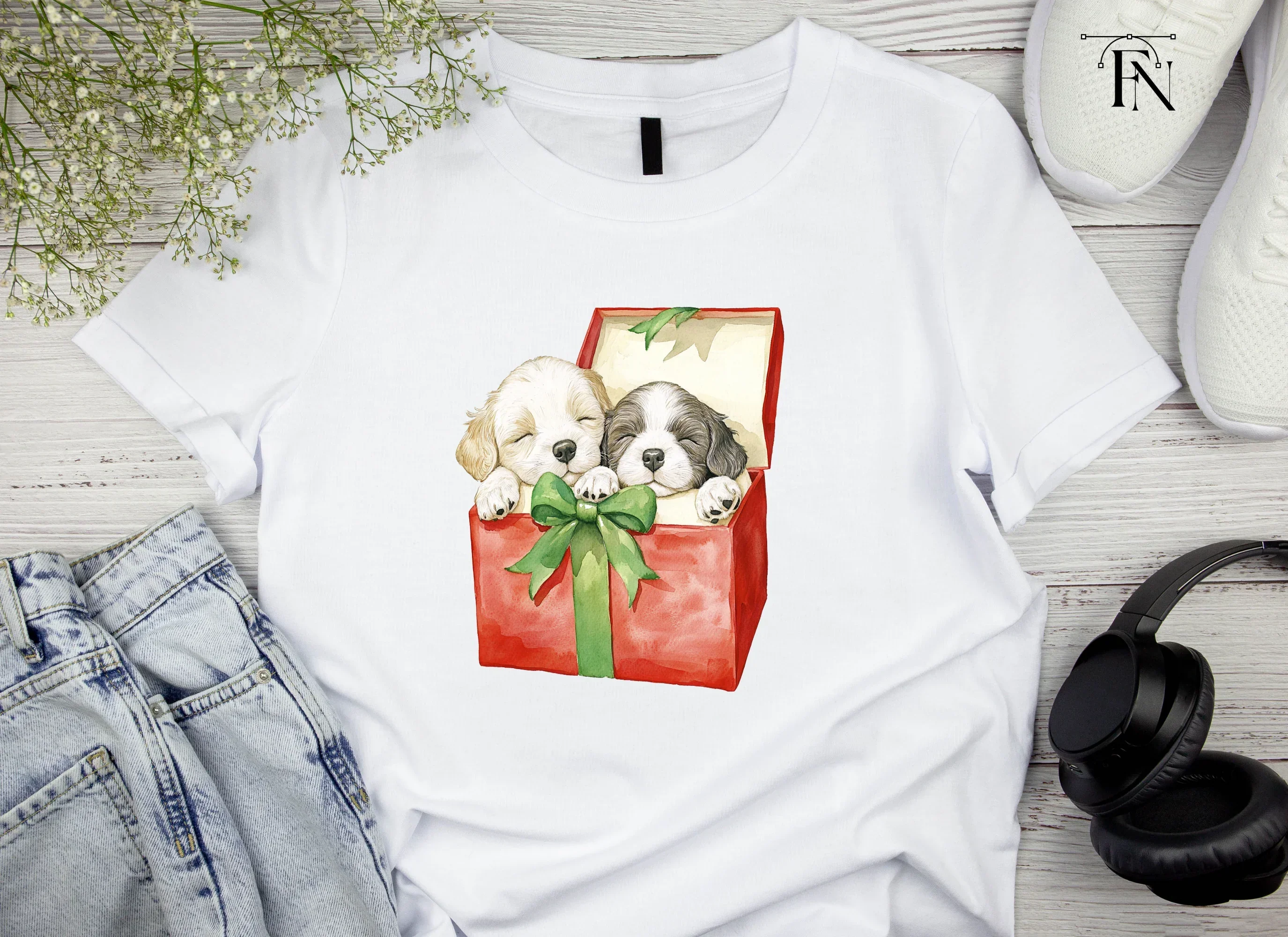 Puppies in Gift Box Clipart Bundle - Image 4