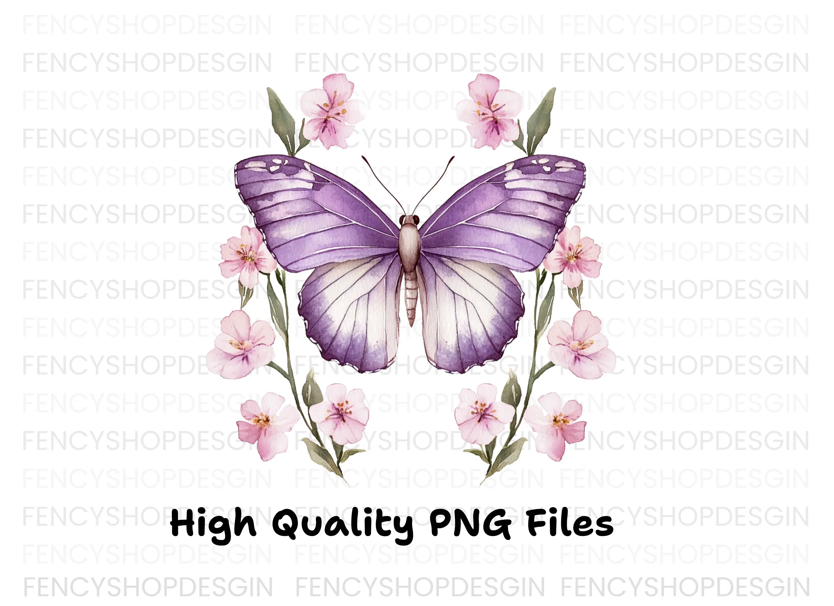 Purple Butterfly and Floral Clipart Bundle - Image 3