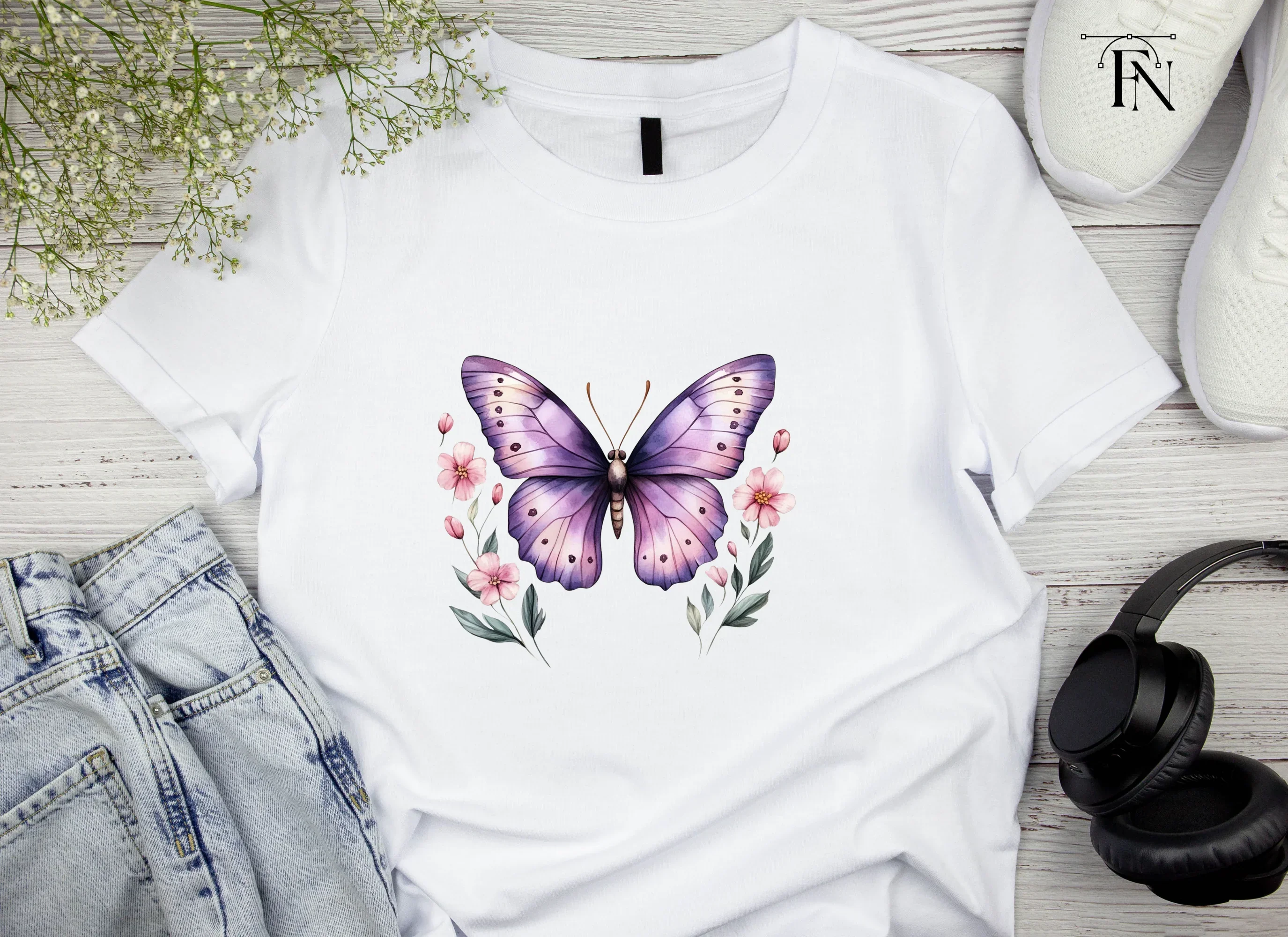 Purple Butterfly and Floral Clipart Bundle - Image 4
