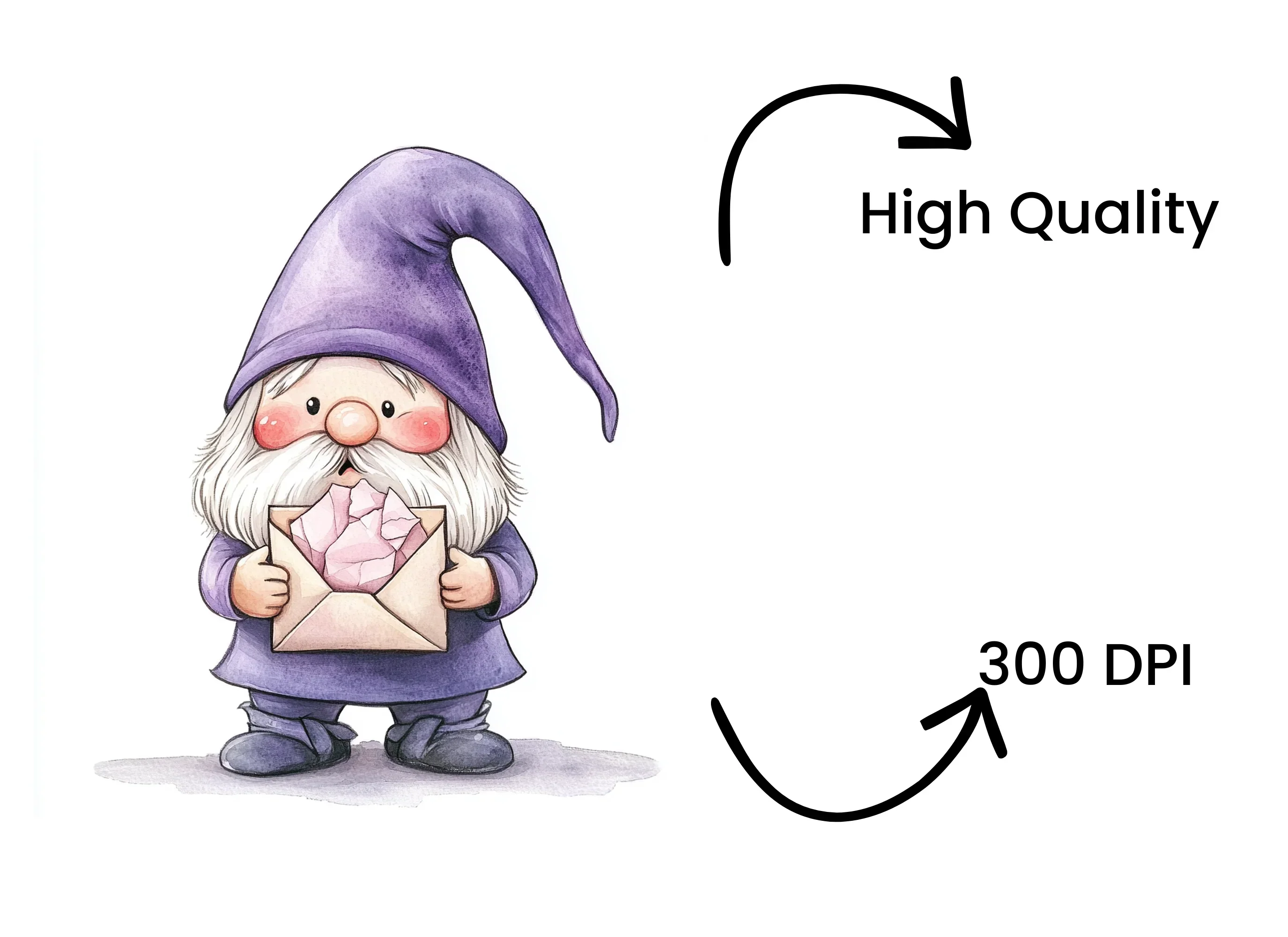 Purple Gnome Crystal Letter Clipart Bundle - Image 4