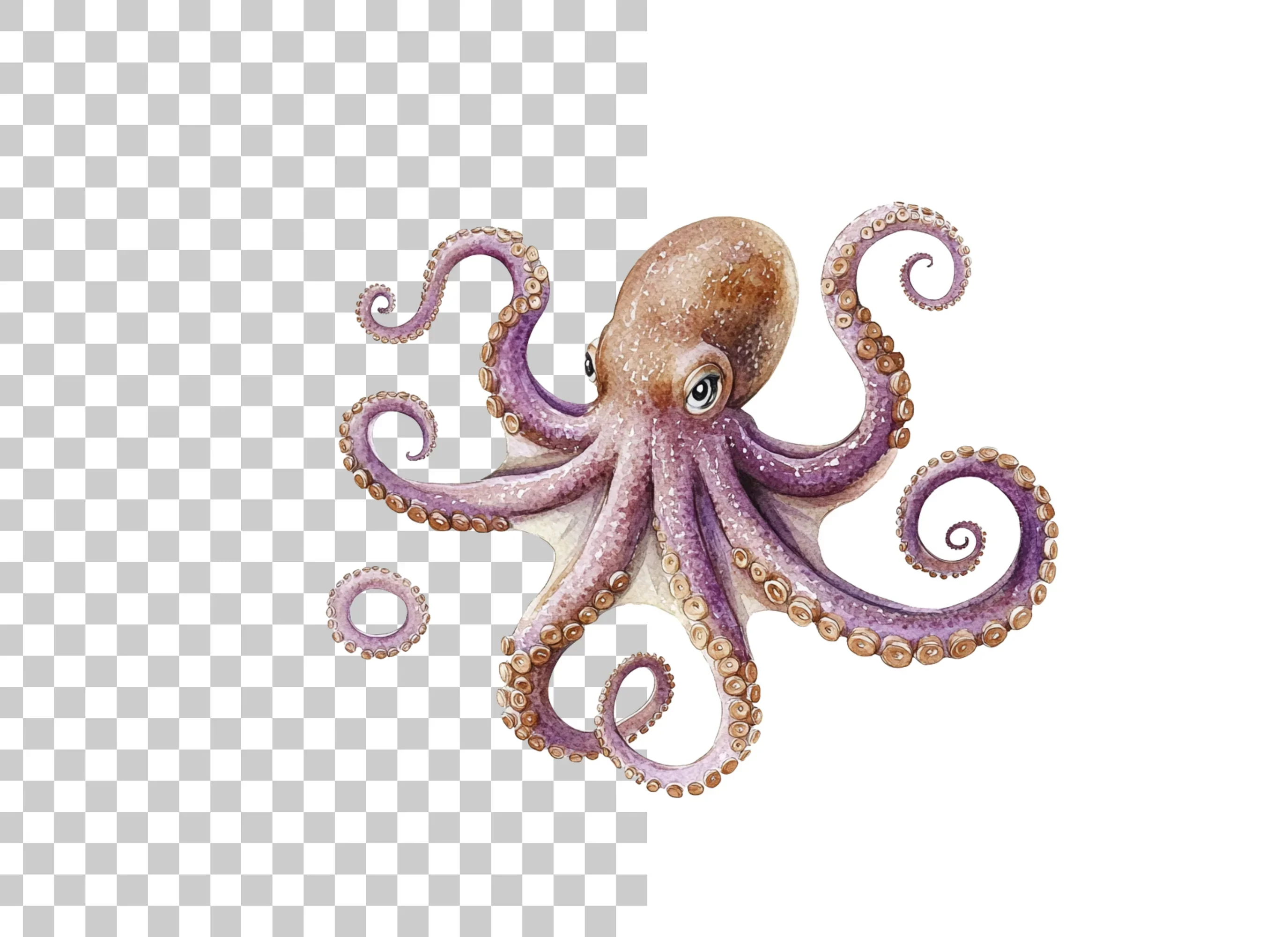 Purple Octopus Clipart Bundle - Image 2