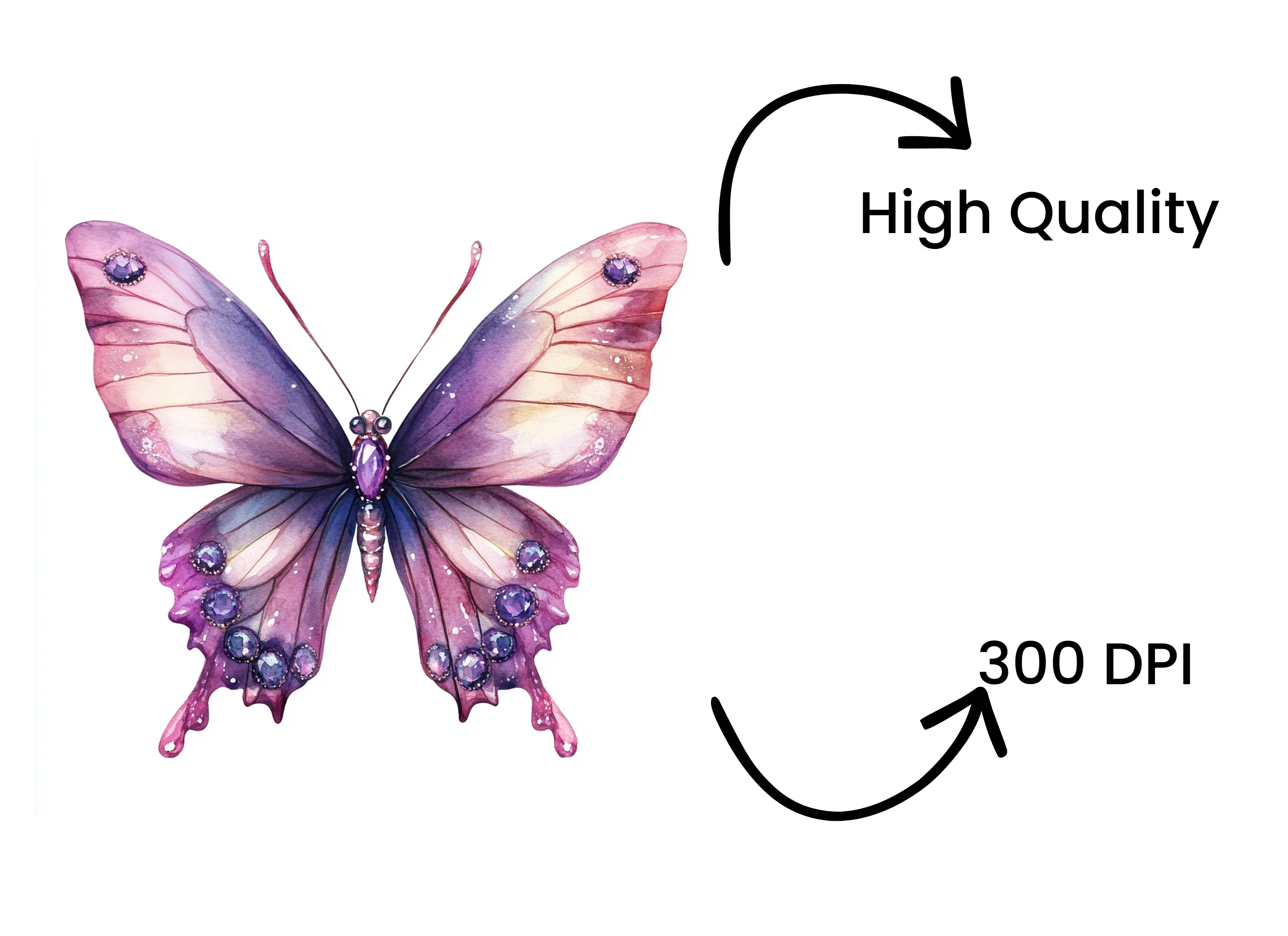 Purple Pink Jeweled Butterfly Clipart Bundle - Image 4