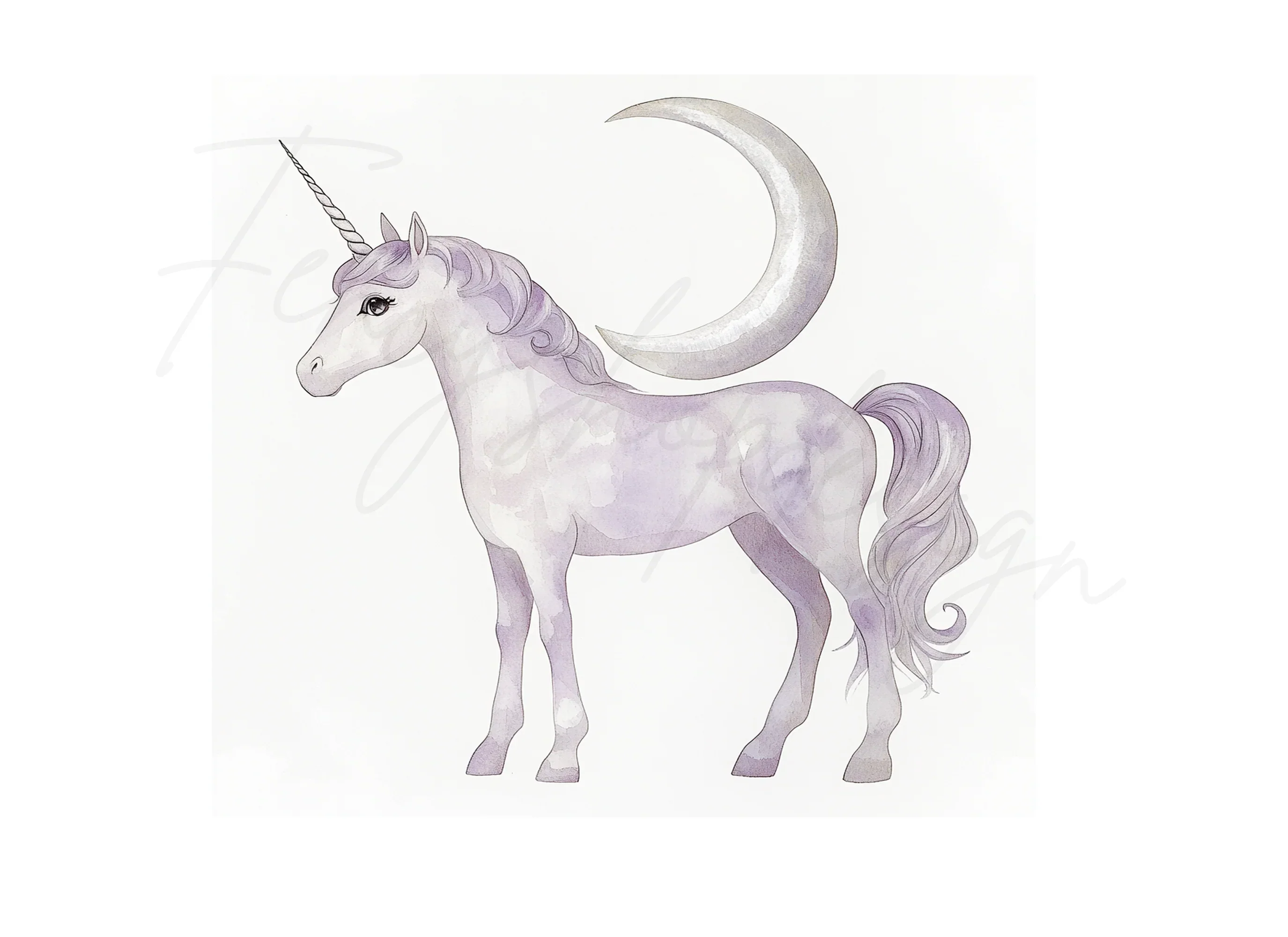 Purple Unicorns and Crescent Moons Clipart Bundle - Image 2