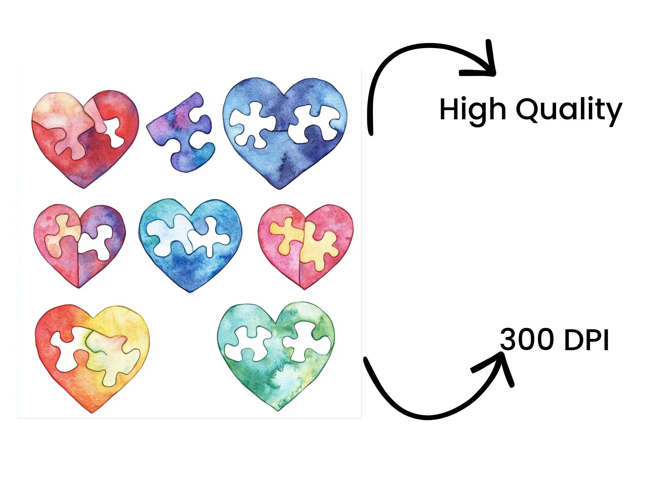 Puzzle Hearts Clipart Bundle - Image 4