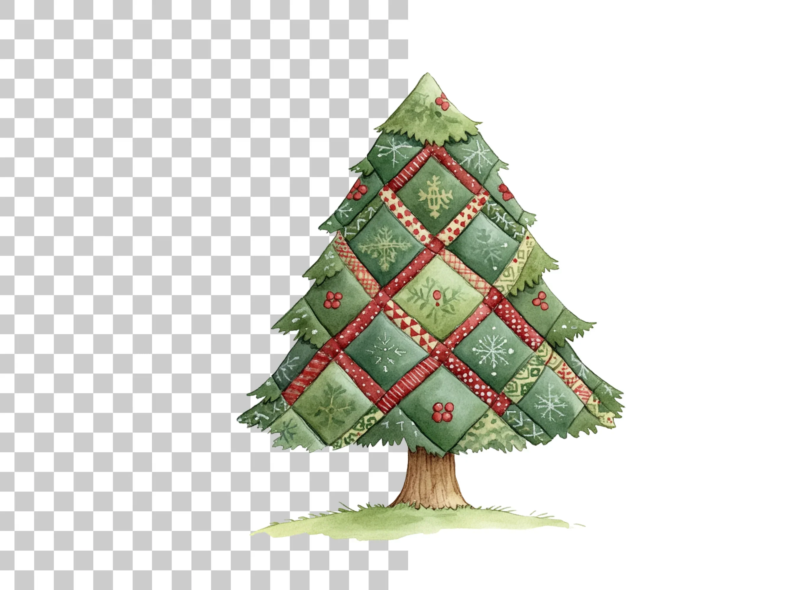 Quilted Christmas Tree Clipart Bundle - Image 2