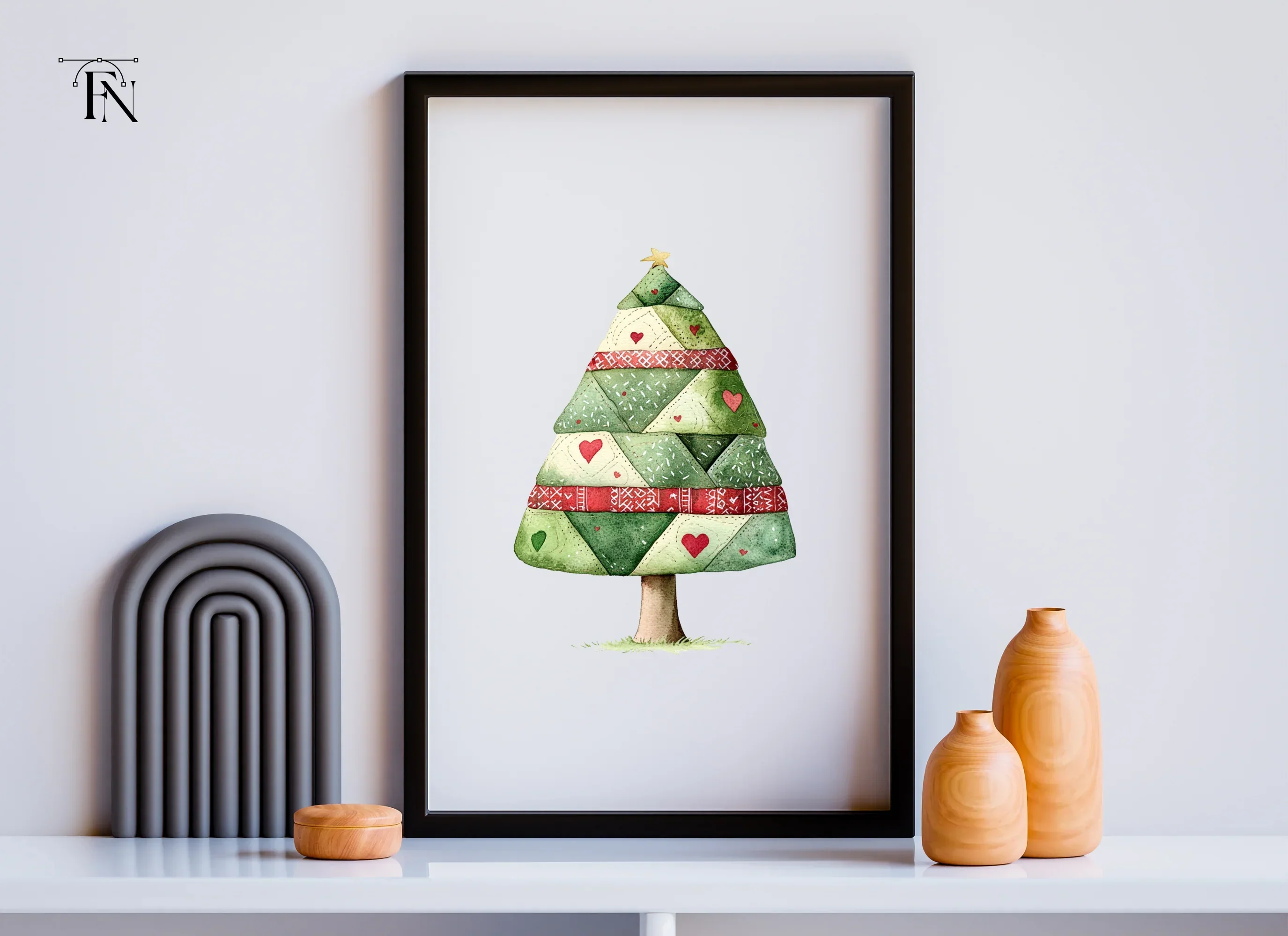 Quilted Christmas Tree Clipart Bundle - Image 6