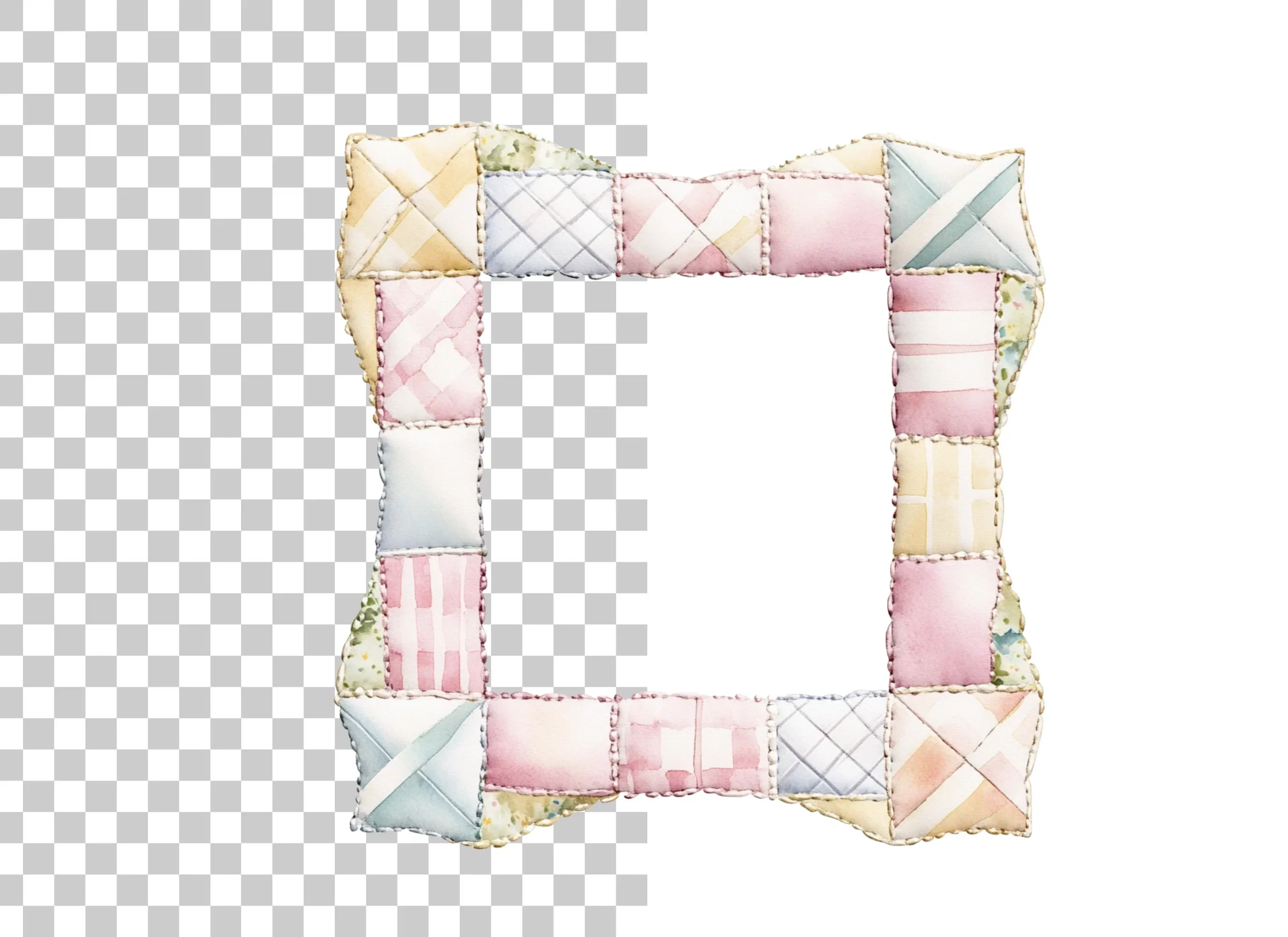 Quilted Pastel Frames Clipart Bundle - Image 3