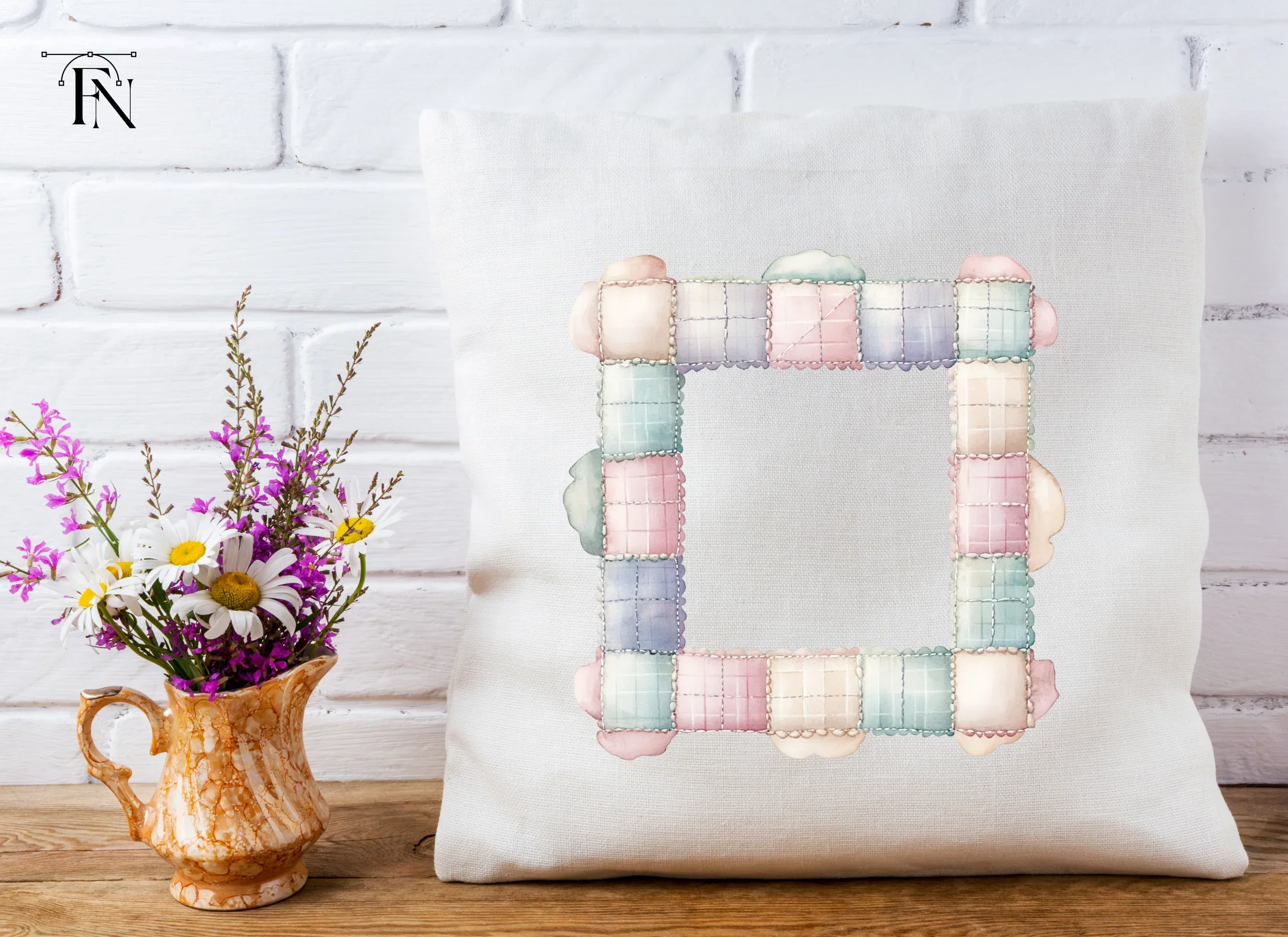 Quilted Pastel Frames Clipart Bundle - Image 5
