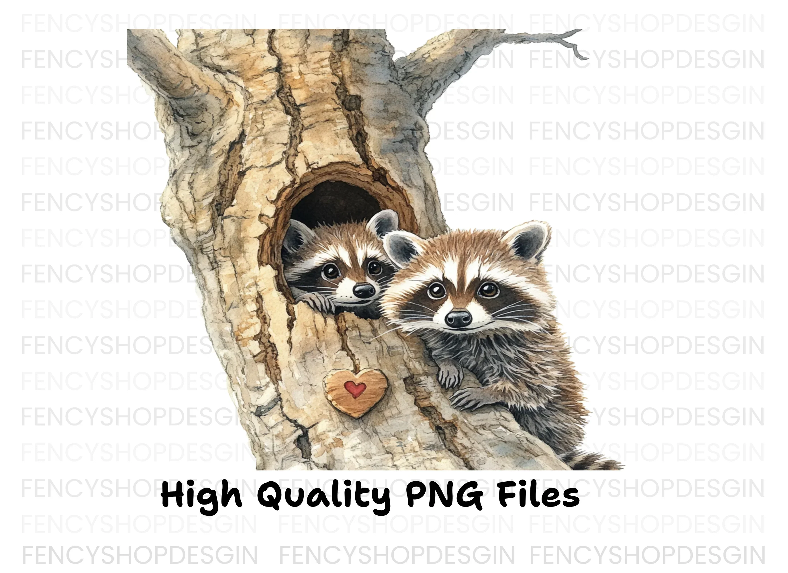 Raccoon Couple in Tree Hole Clipart Bundle - Image 2