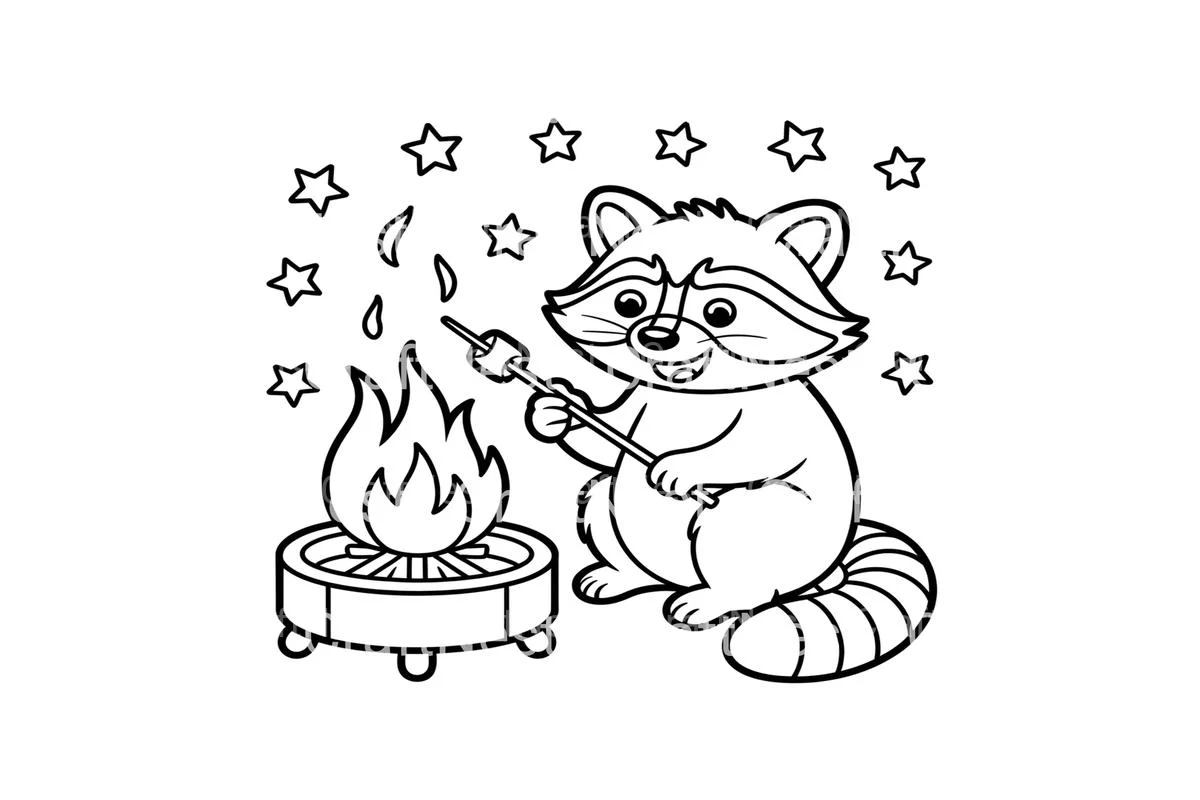 Raccoon Roasting Marshmallow Coloring Books - Image 3