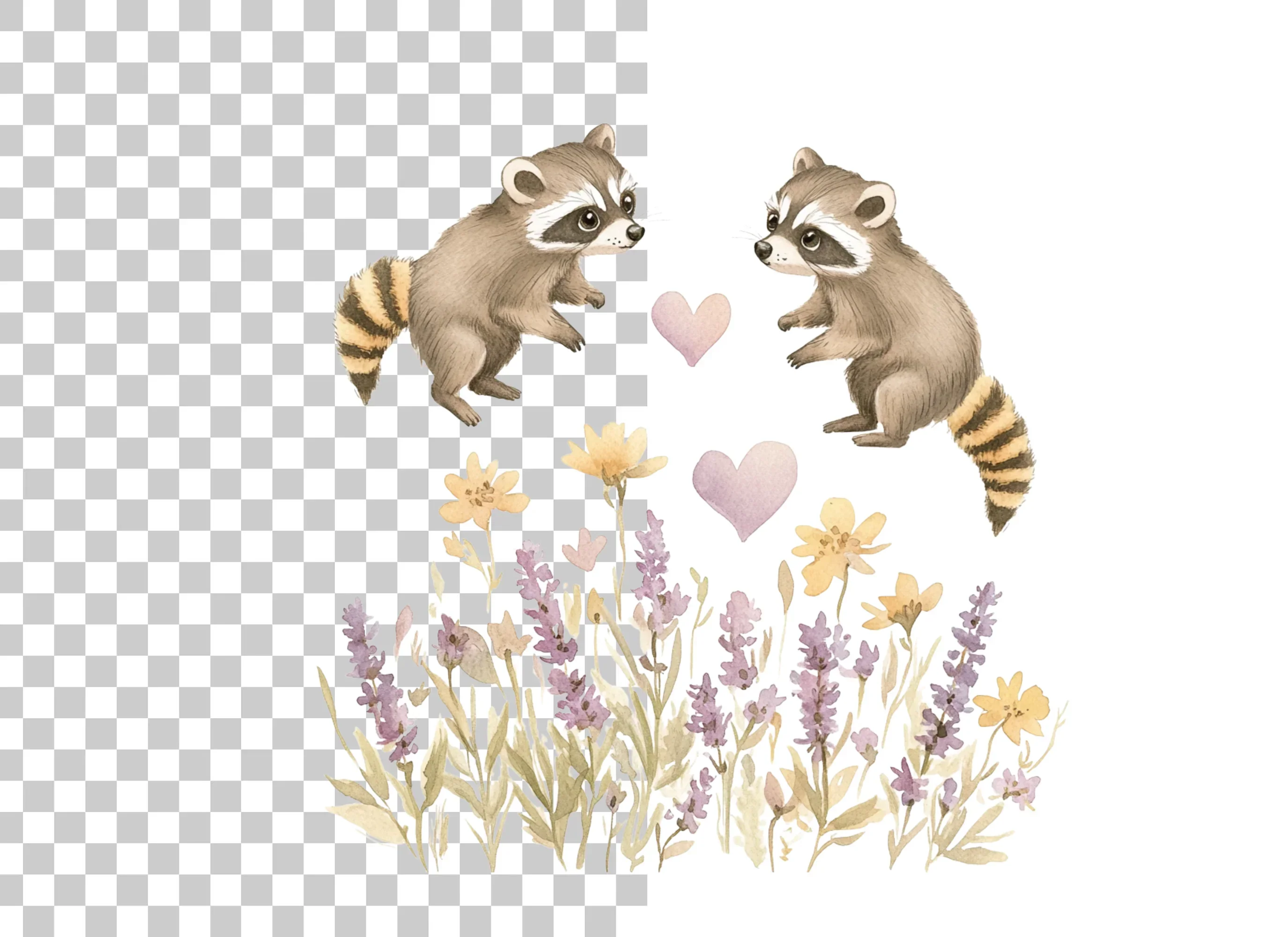 Raccoons and Wildflowers Clipart Bundle - Image 2