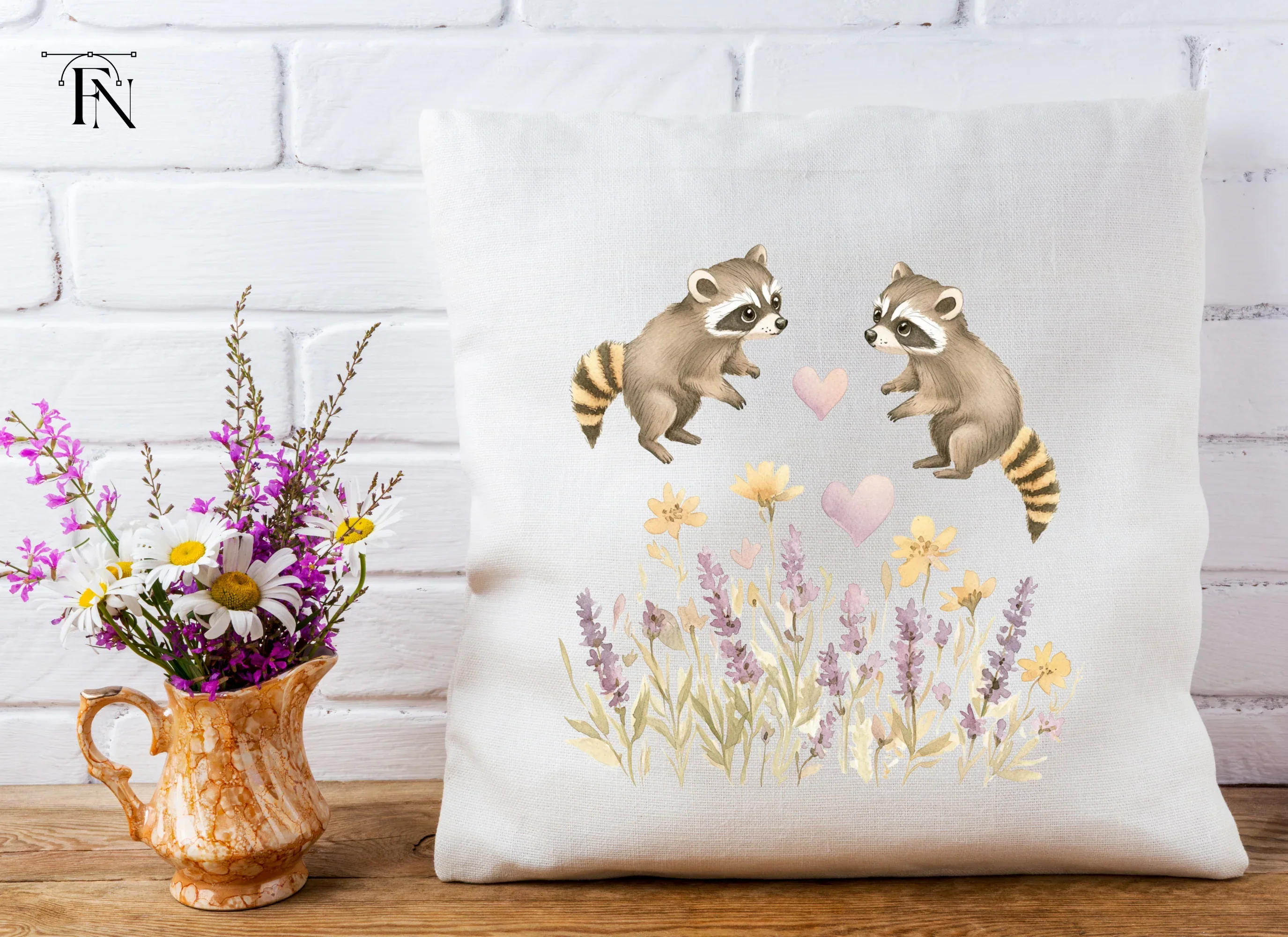 Raccoons and Wildflowers Clipart Bundle - Image 5