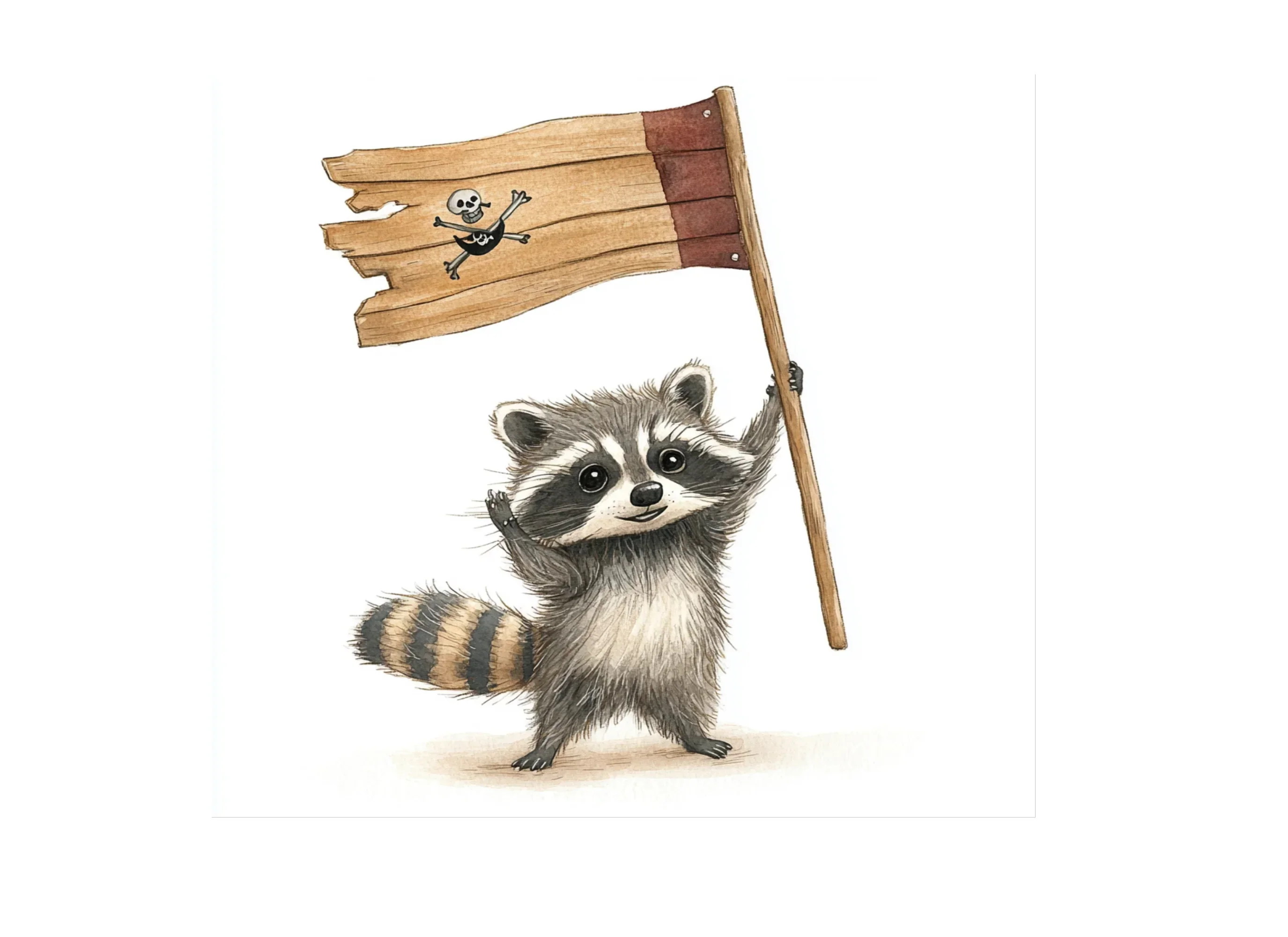 Raccoons Holding Pirate Flags Clipart Bundle - Image 2