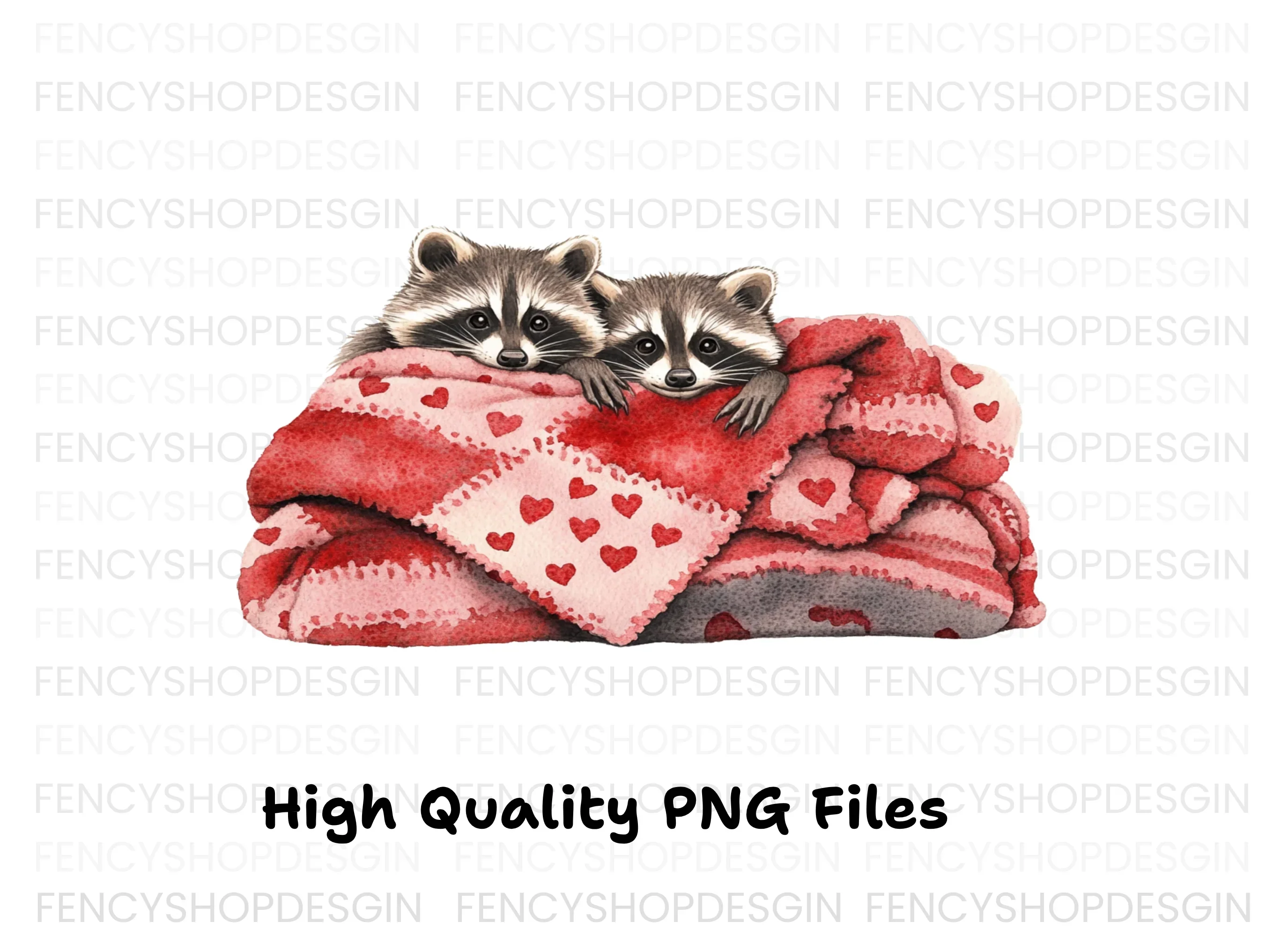 Raccoons in Heart Blankets Clipart Bundle - Image 2