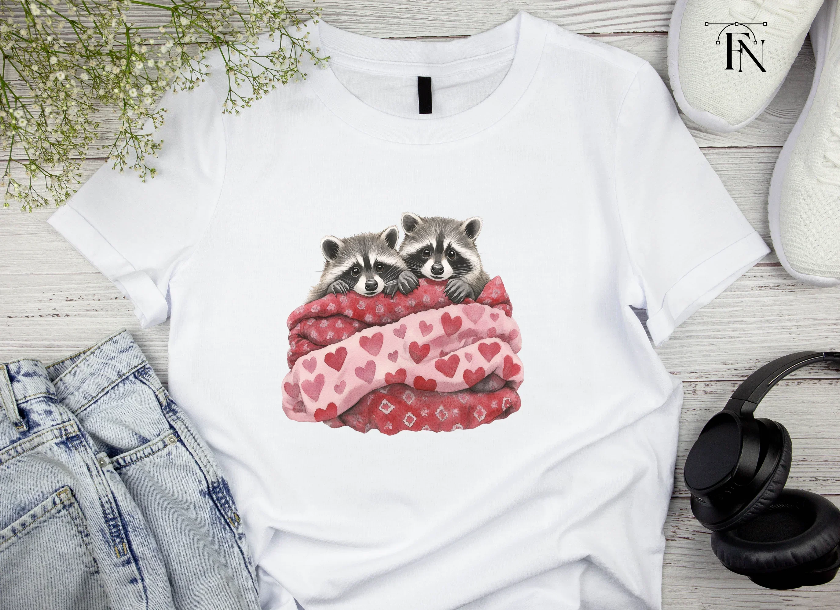 Raccoons in Heart Blankets Clipart Bundle - Image 3