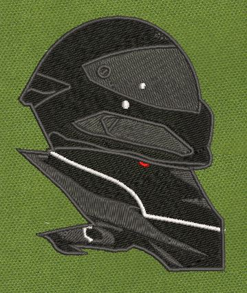 Racing Helmet Black & White Embroidery Design