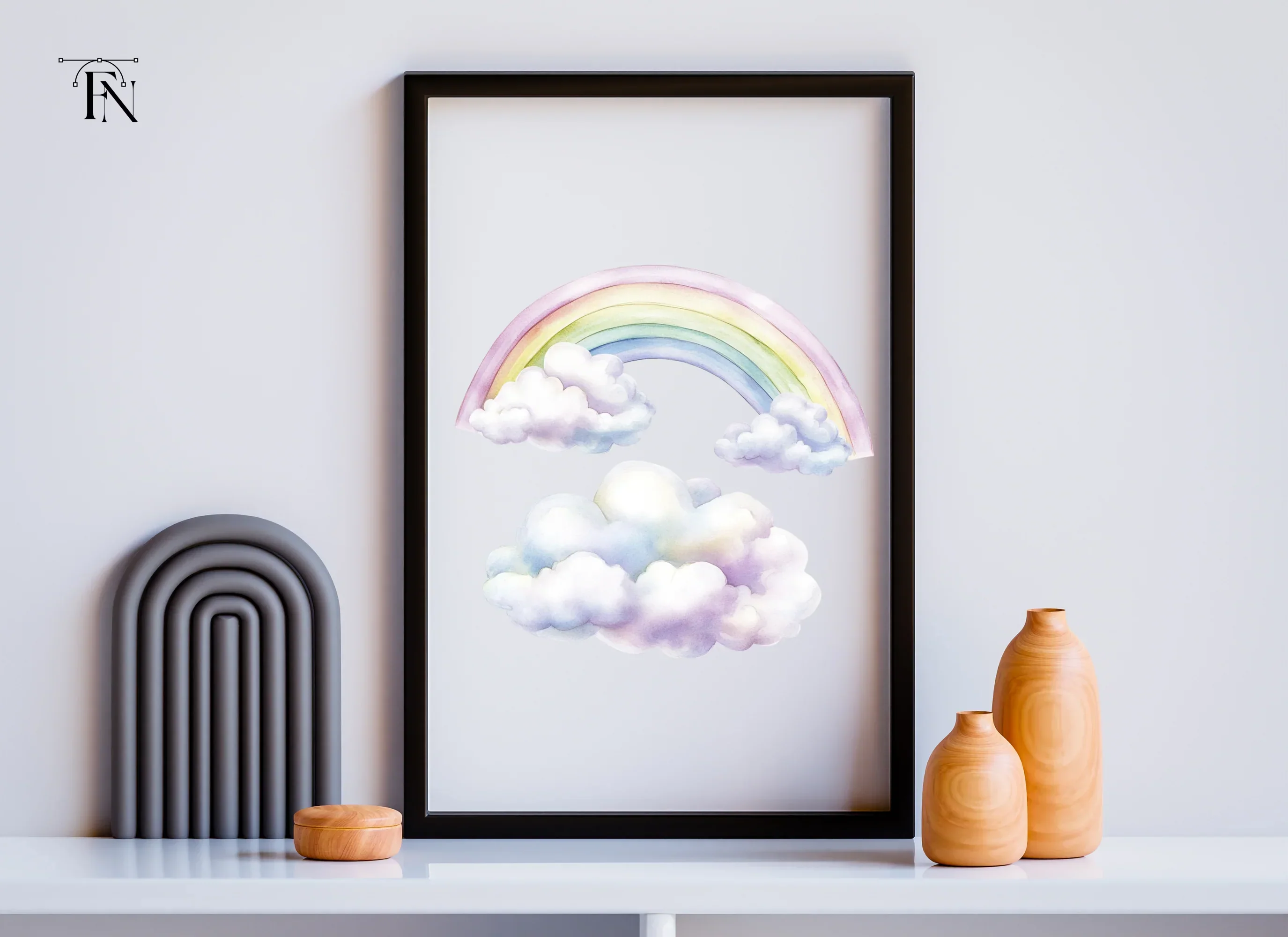 Rainbow and Clouds Clipart Bundle - Image 3