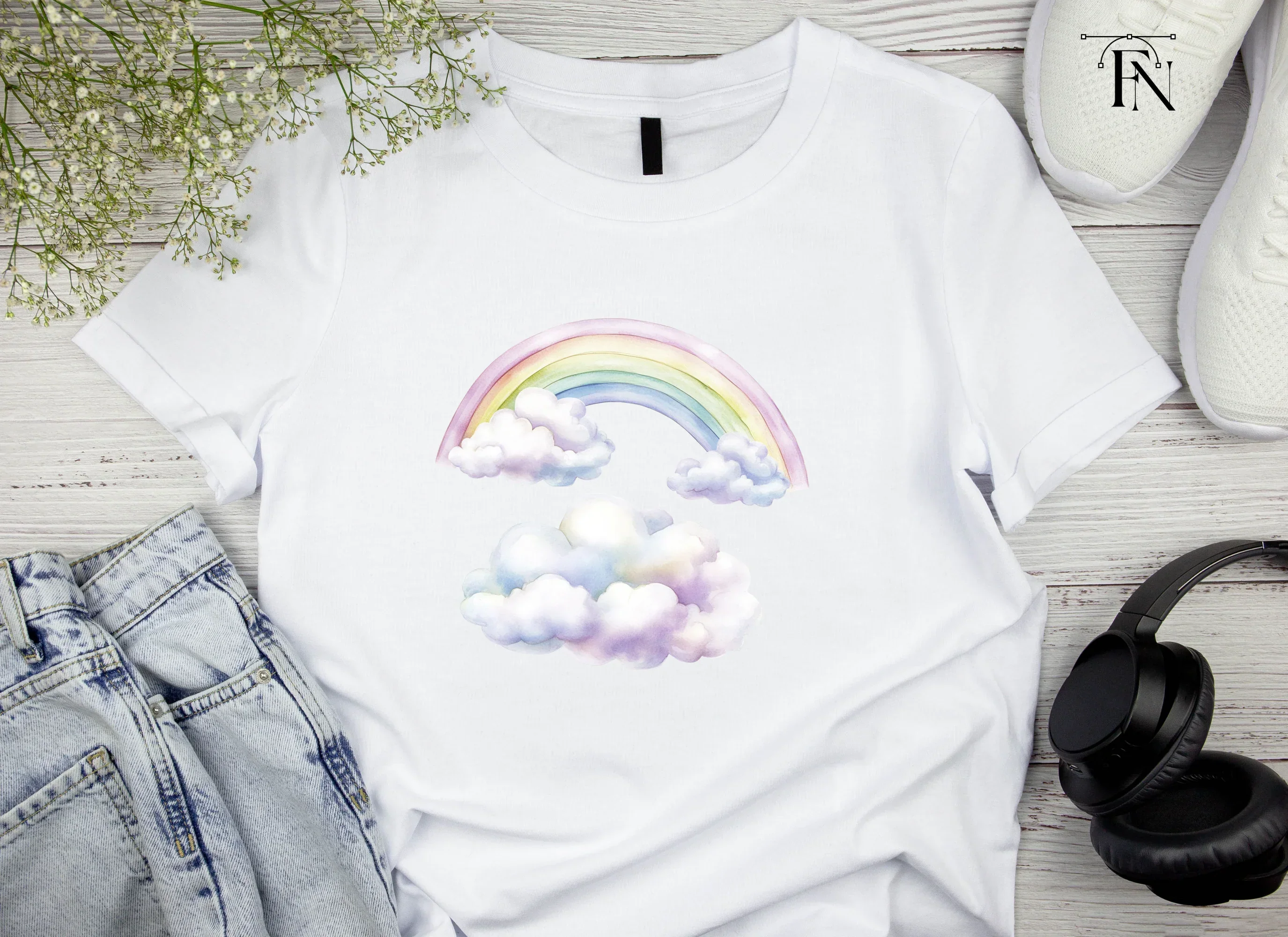 Rainbow and Clouds Clipart Bundle - Image 5
