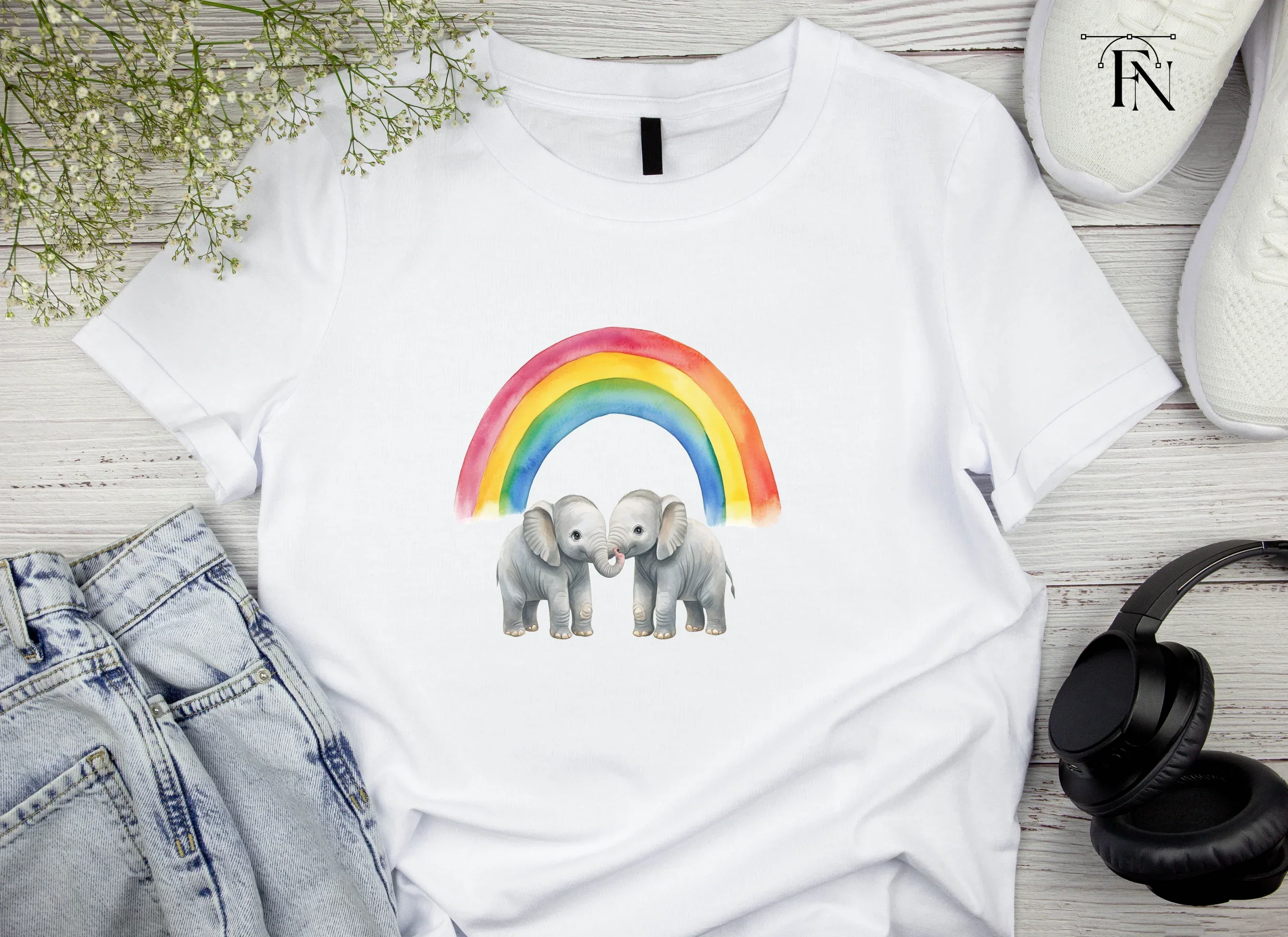Rainbow Baby Elephant Clipart Bundle - Image 4
