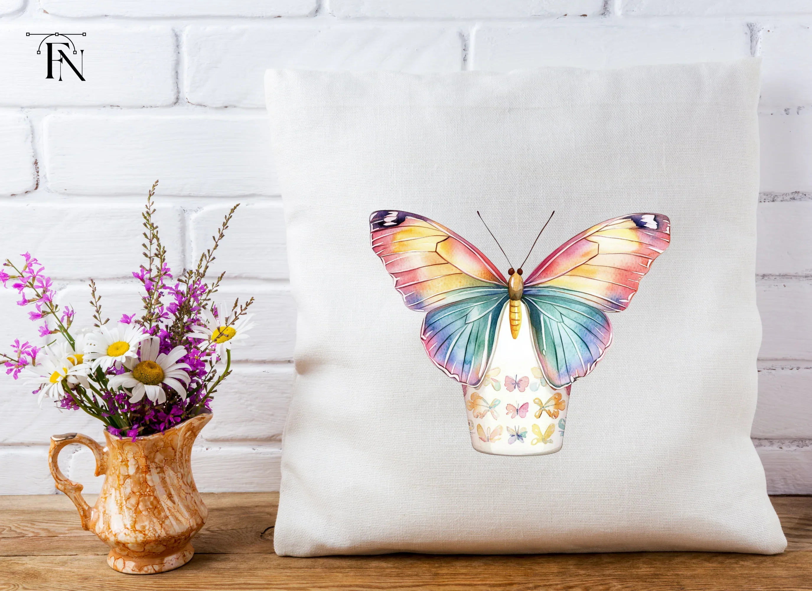 Rainbow Butterfly Floral Cup Clipart Bundle - Image 5