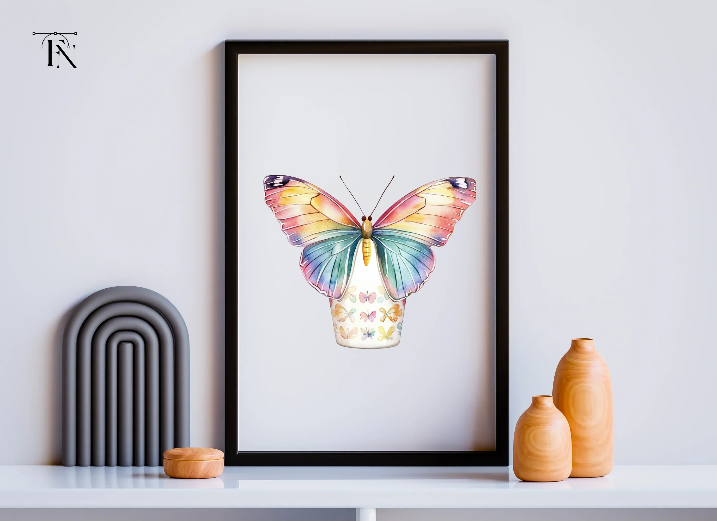 Rainbow Butterfly Floral Cup Clipart Bundle - Image 6