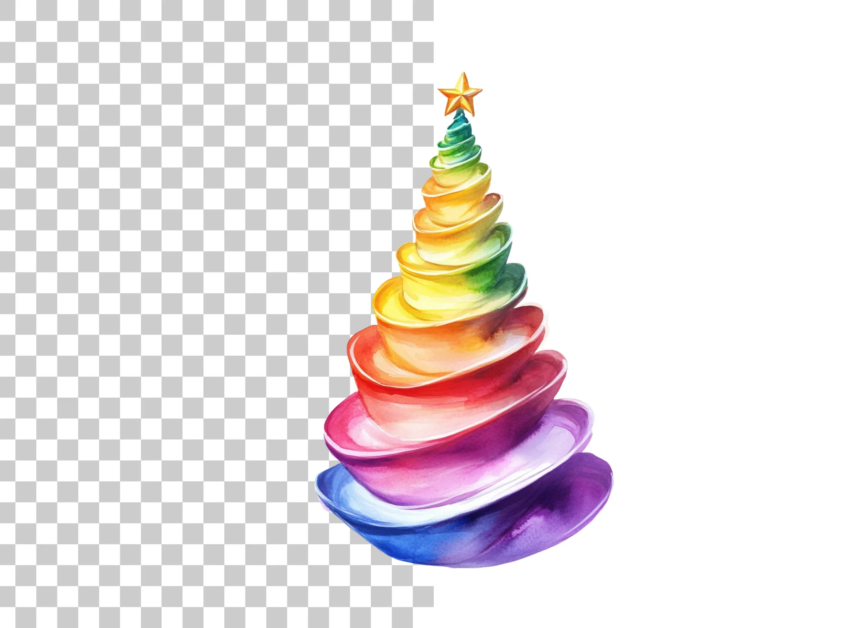 Rainbow Christmas Tree Clipart Bundle - Image 2
