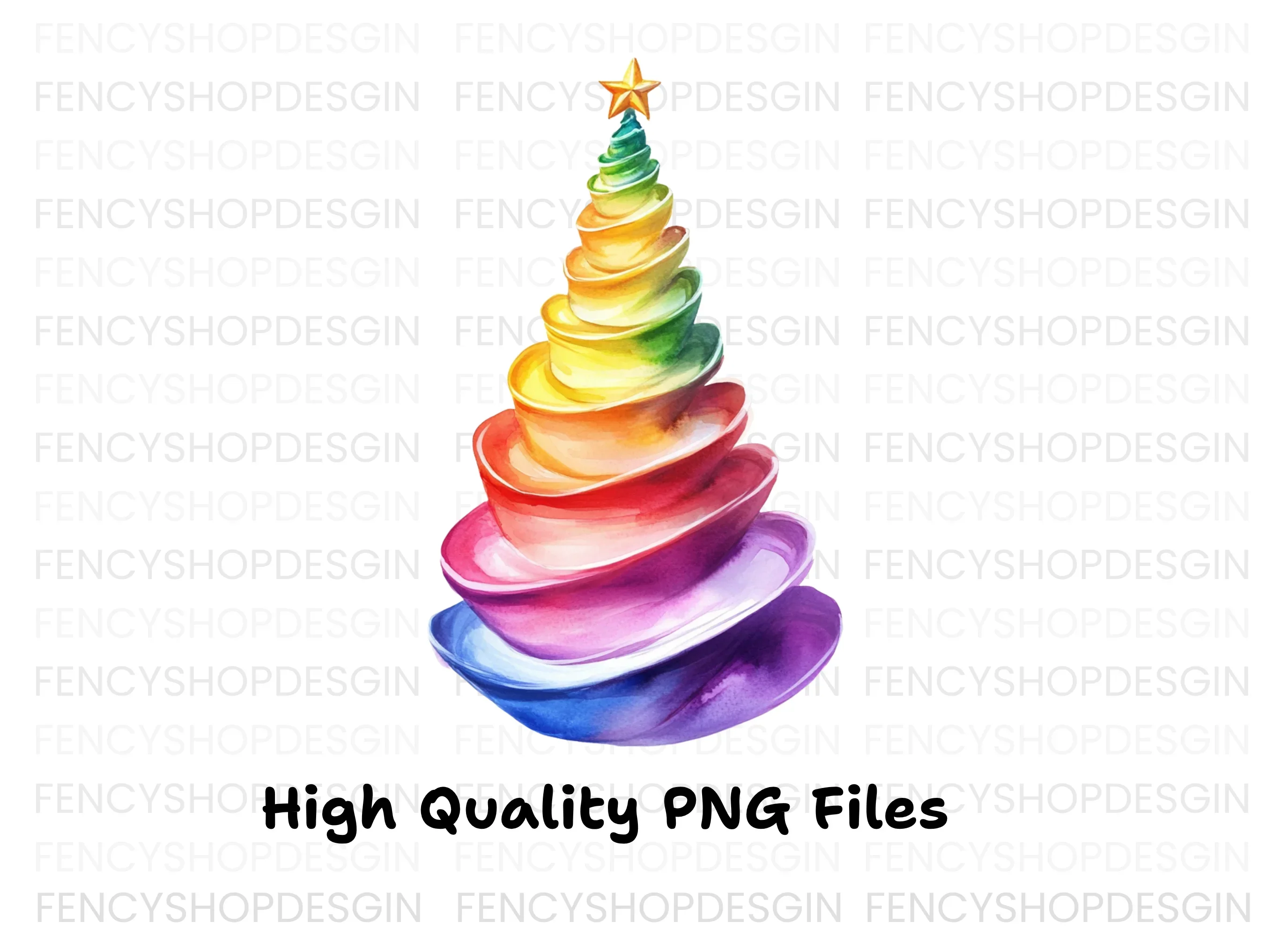 Rainbow Christmas Tree Clipart Bundle - Image 3