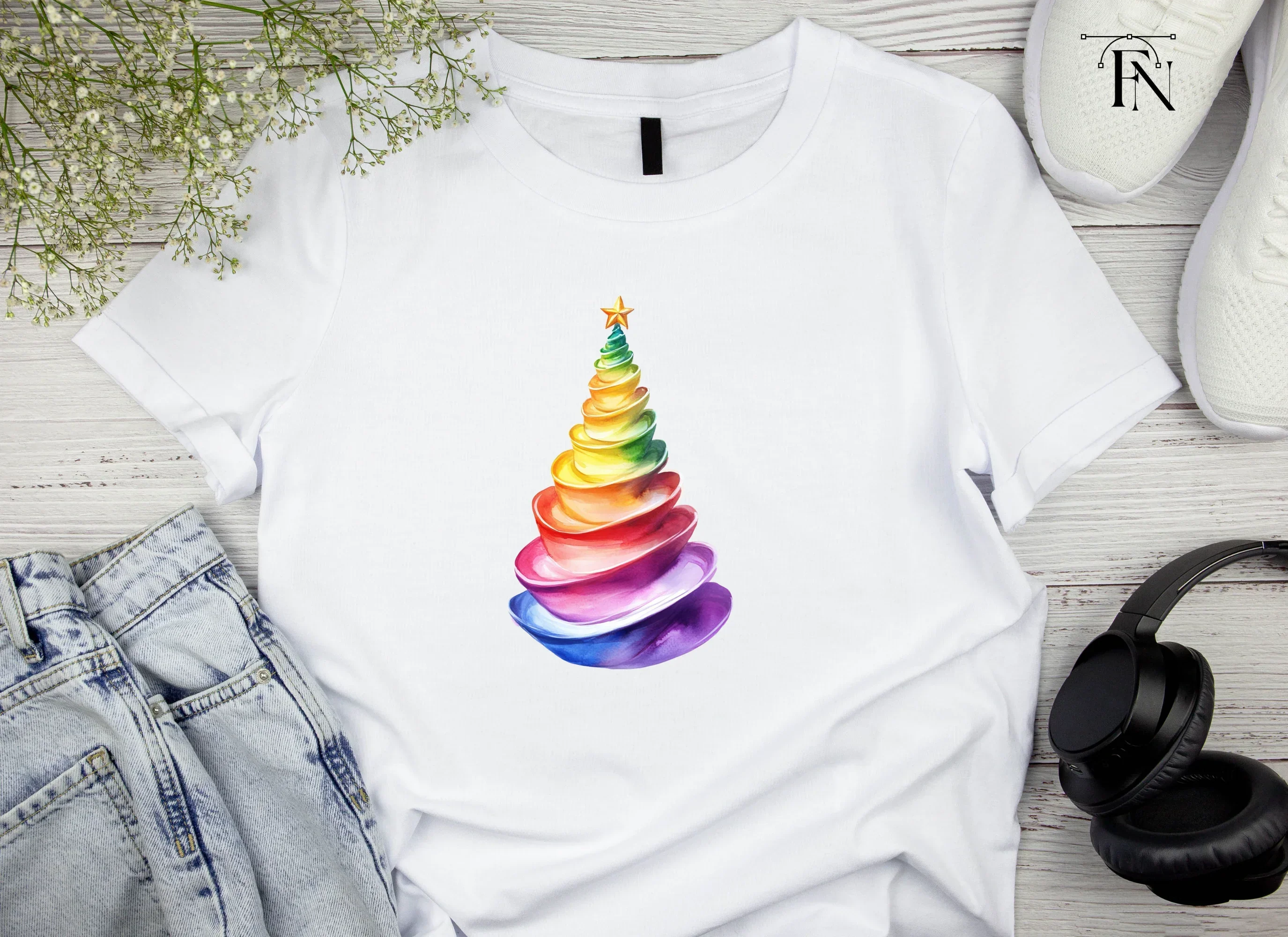 Rainbow Christmas Tree Clipart Bundle - Image 4