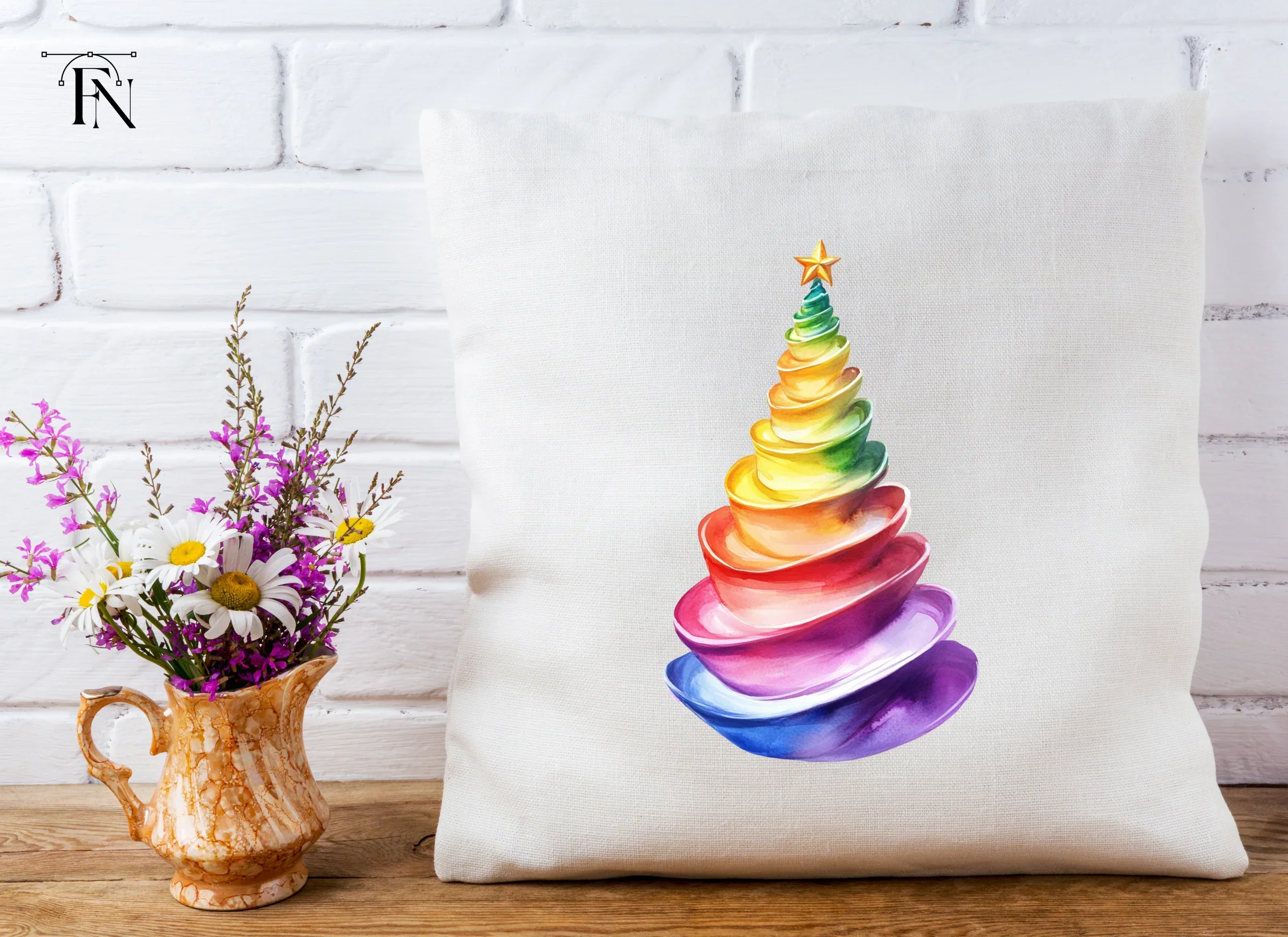Rainbow Christmas Tree Clipart Bundle - Image 5