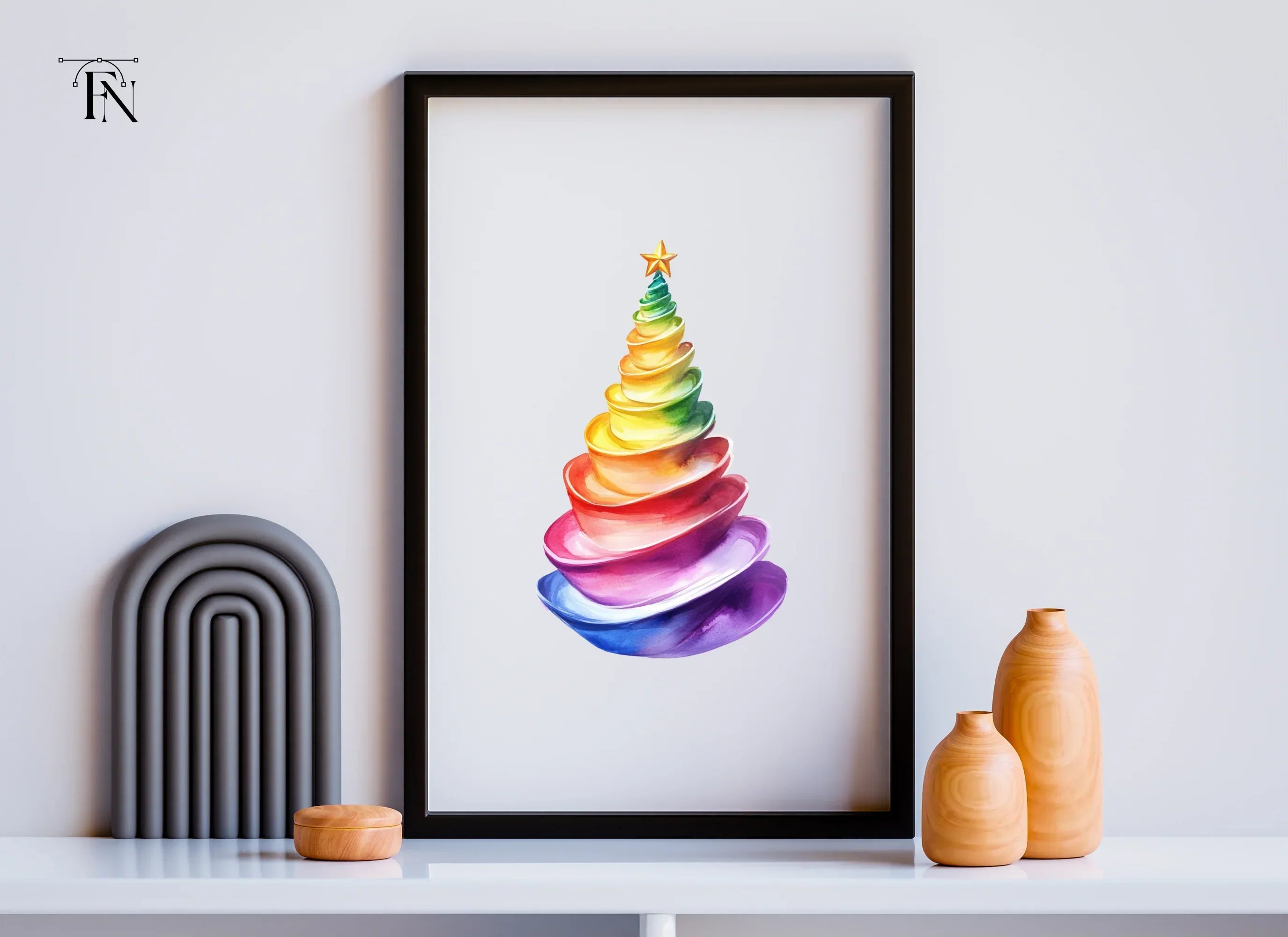 Rainbow Christmas Tree Clipart Bundle - Image 6