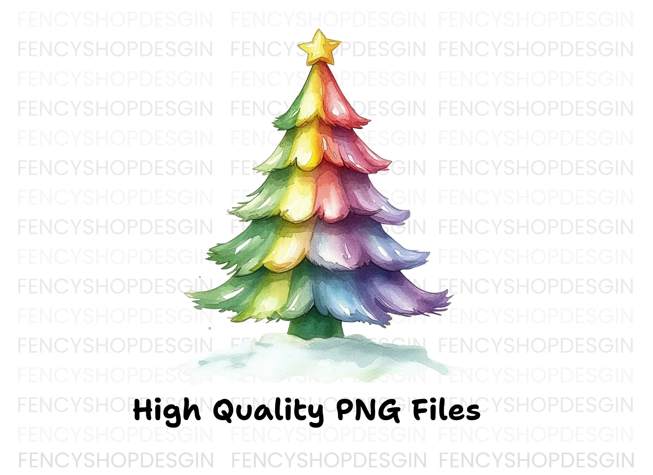 Rainbow Christmas Tree Clipart Bundle - Image 3