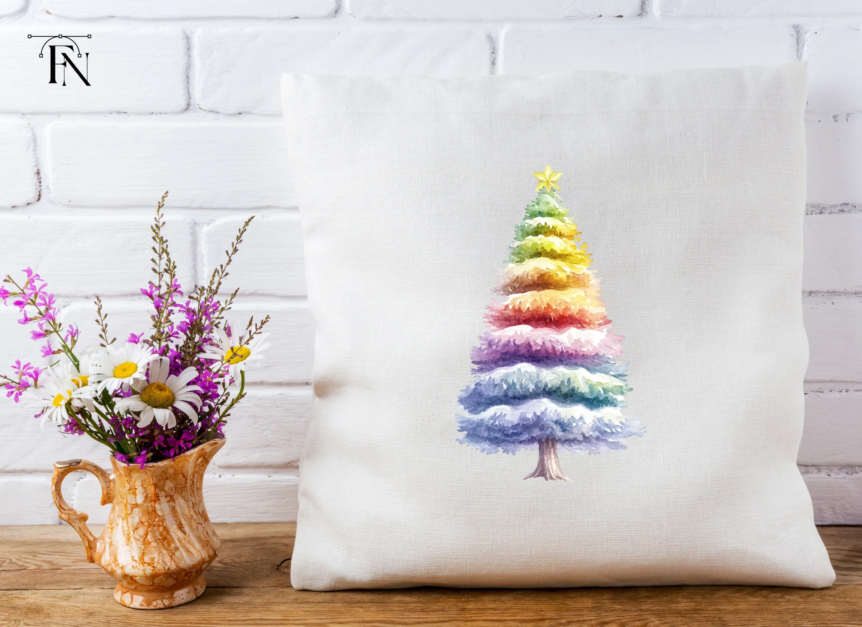 Rainbow Christmas Tree Clipart Bundle - Image 4