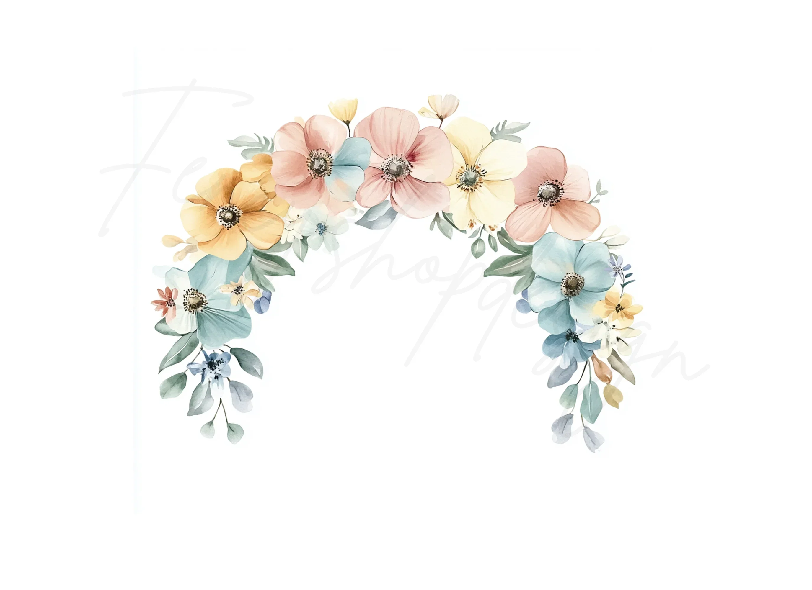 Rainbow Floral Clipart Bundle - Image 2