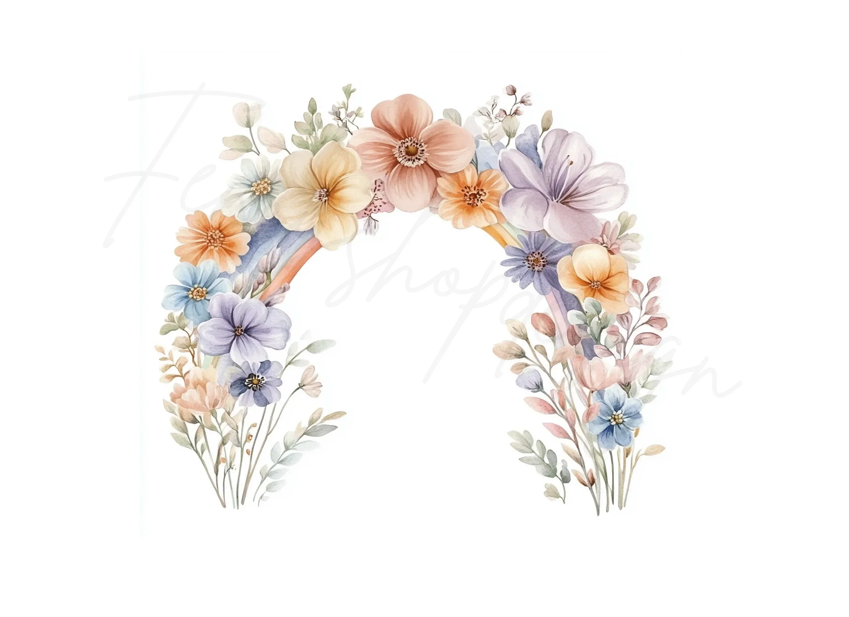 Rainbow Floral Clipart Bundle - Image 3