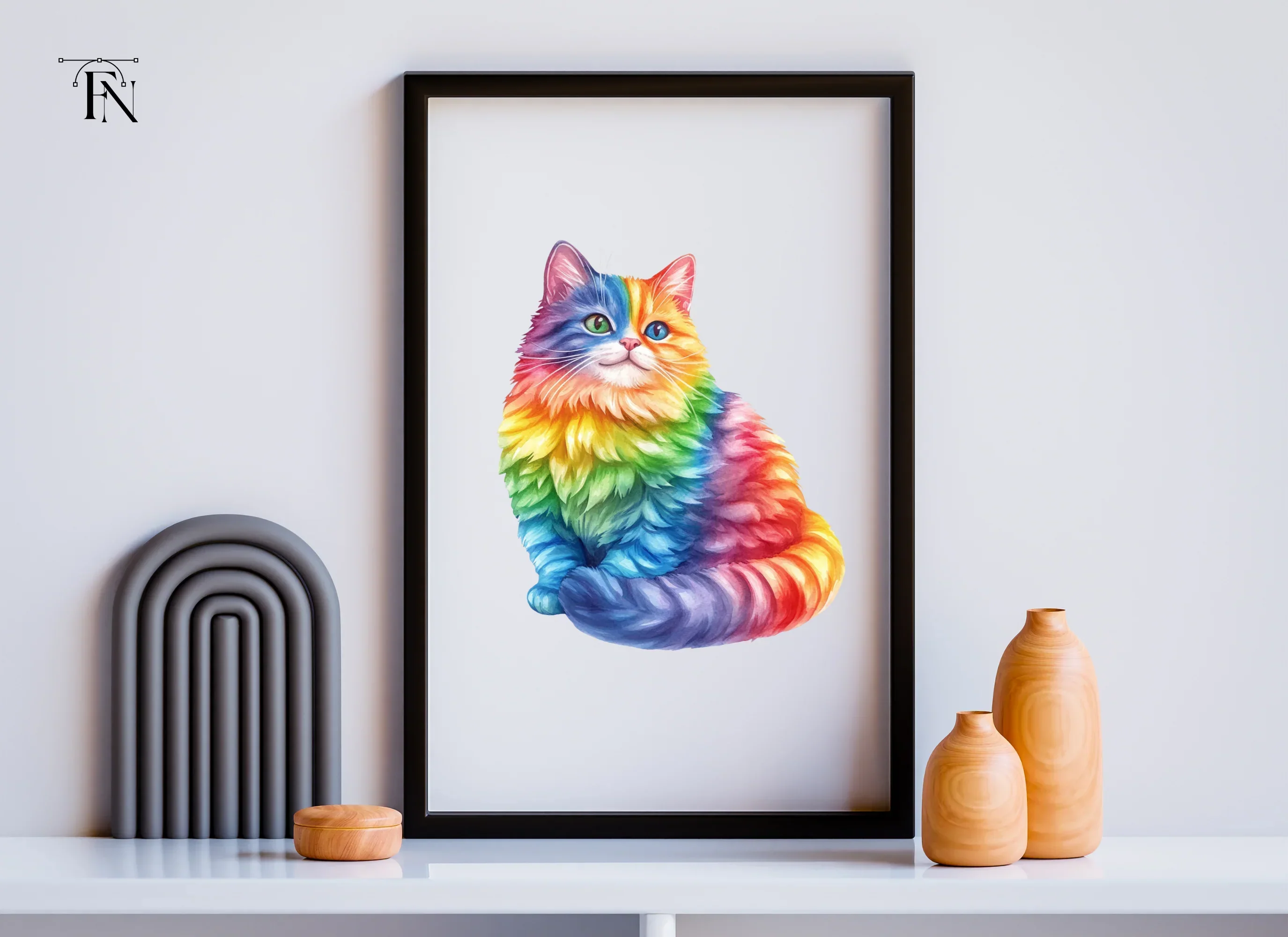 Rainbow Fluffy Cat Clipart Bundle - Image 4