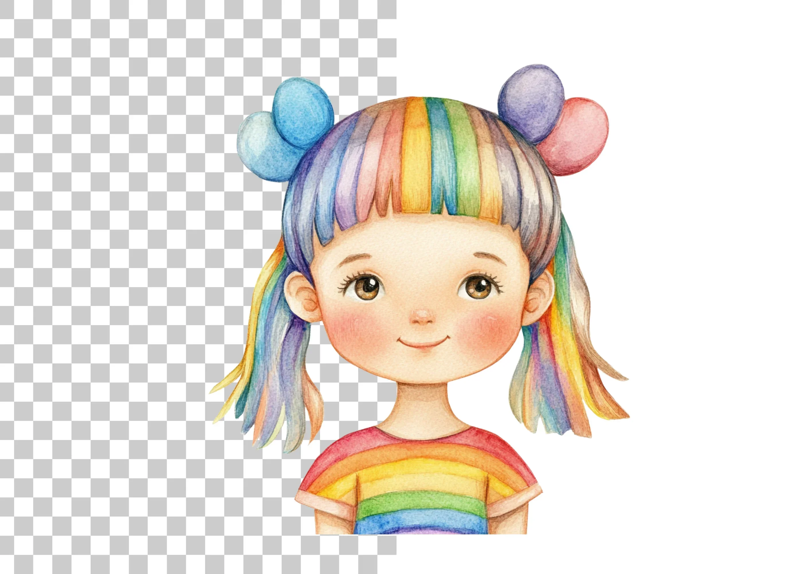 Rainbow Hair Girl Clipart Bundle - Image 2