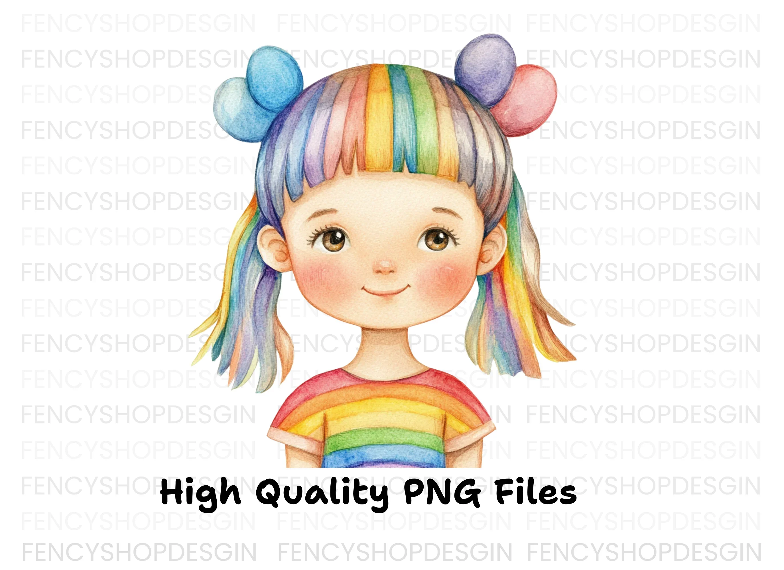 Rainbow Hair Girl Clipart Bundle - Image 3
