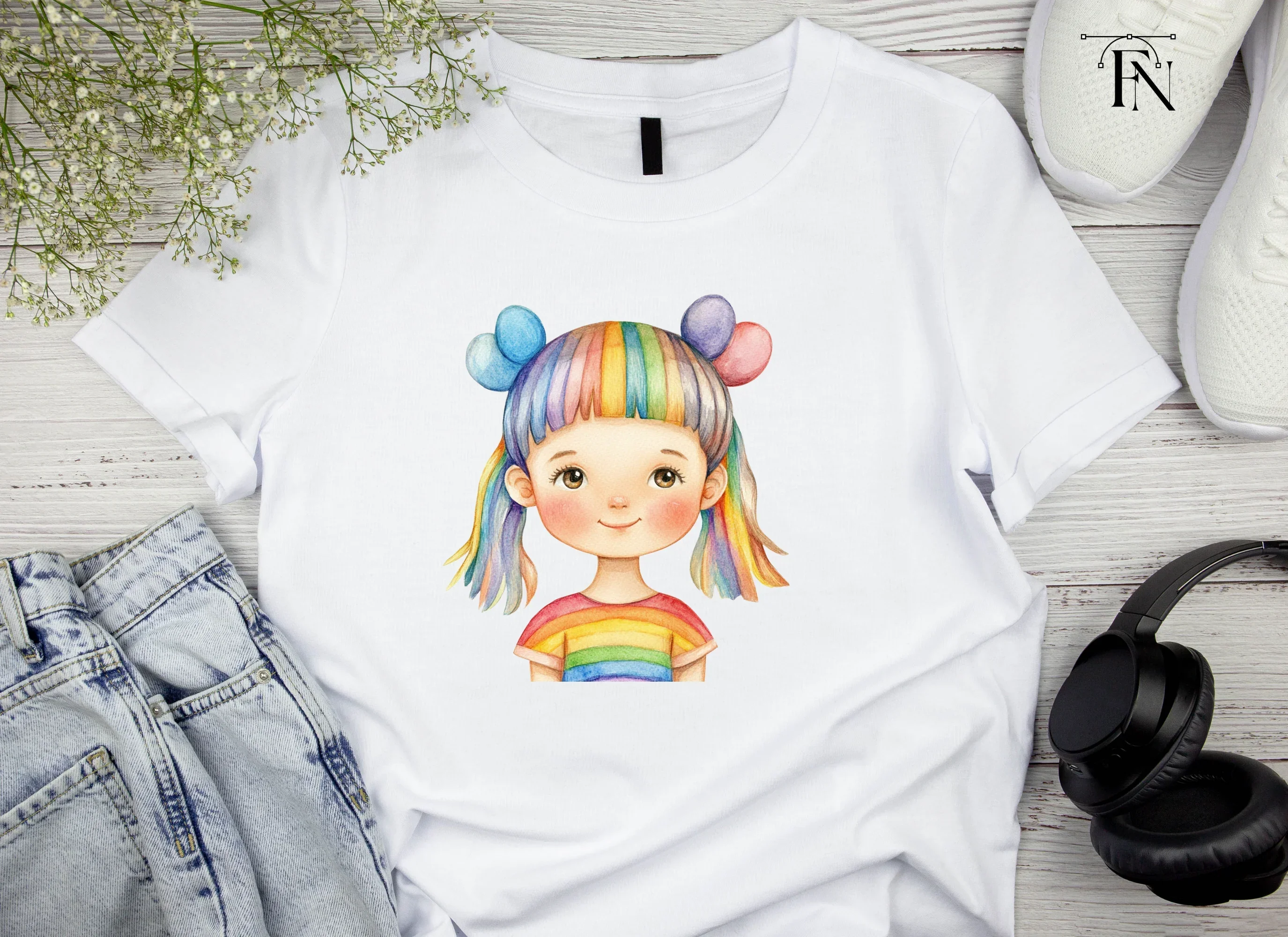 Rainbow Hair Girl Clipart Bundle - Image 4