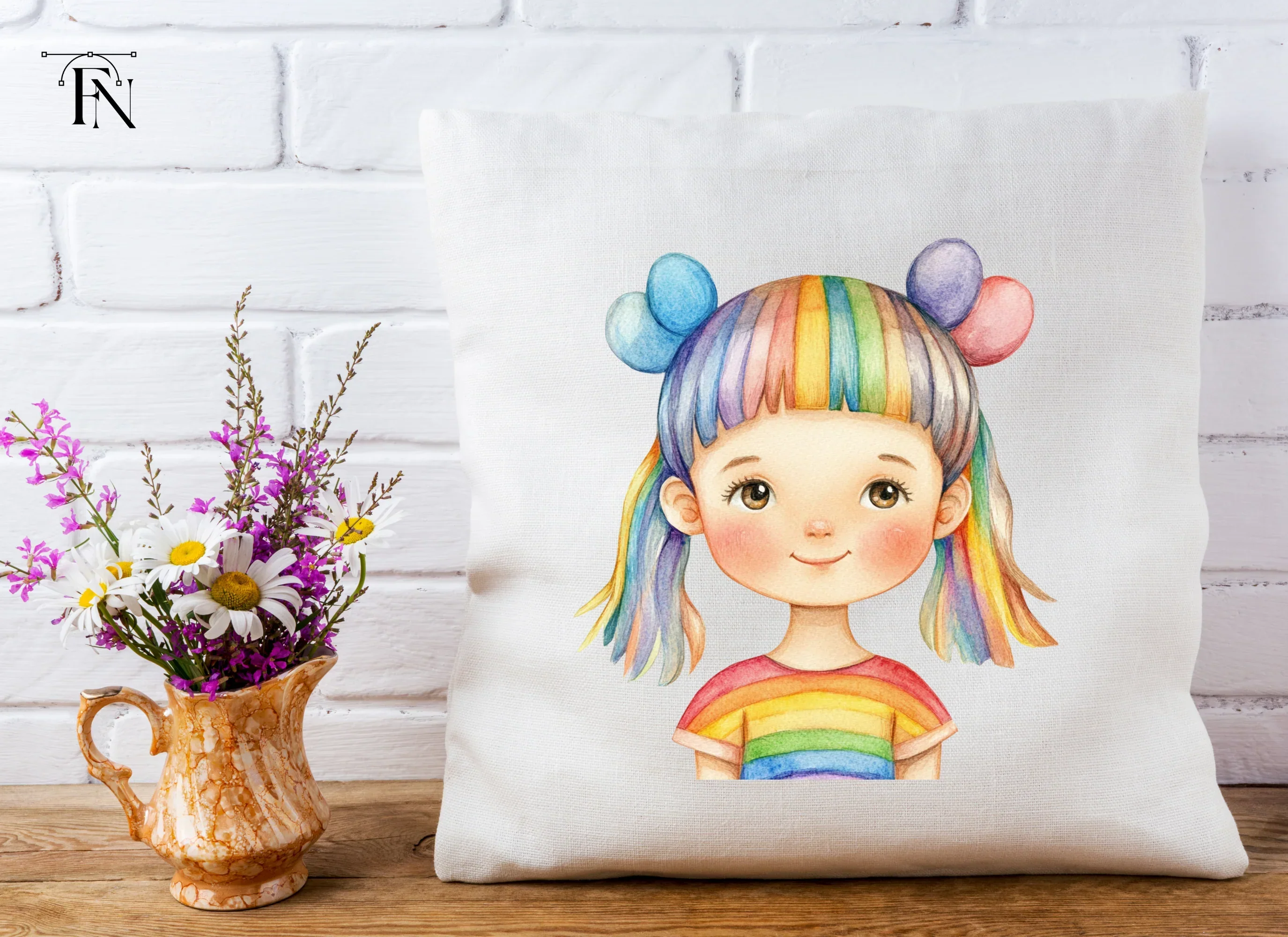 Rainbow Hair Girl Clipart Bundle - Image 5