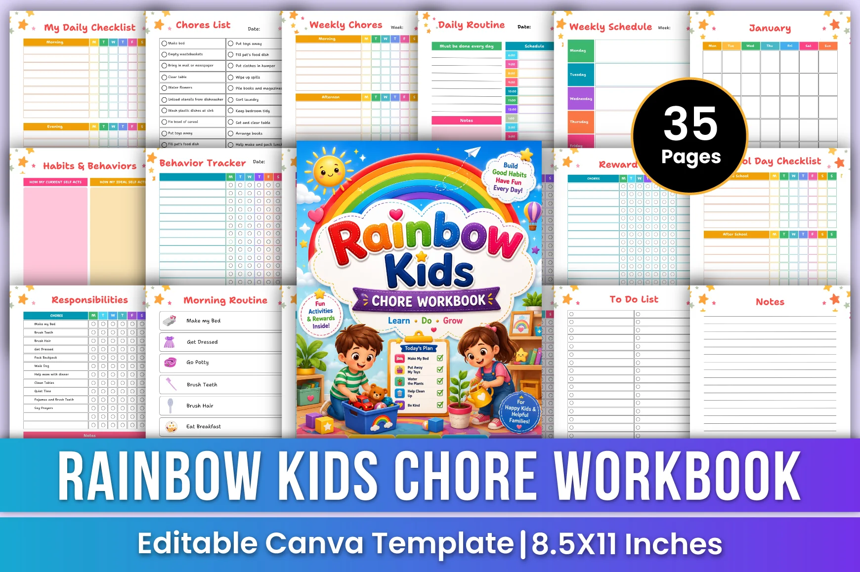 Rainbow Kids Chore Workbook