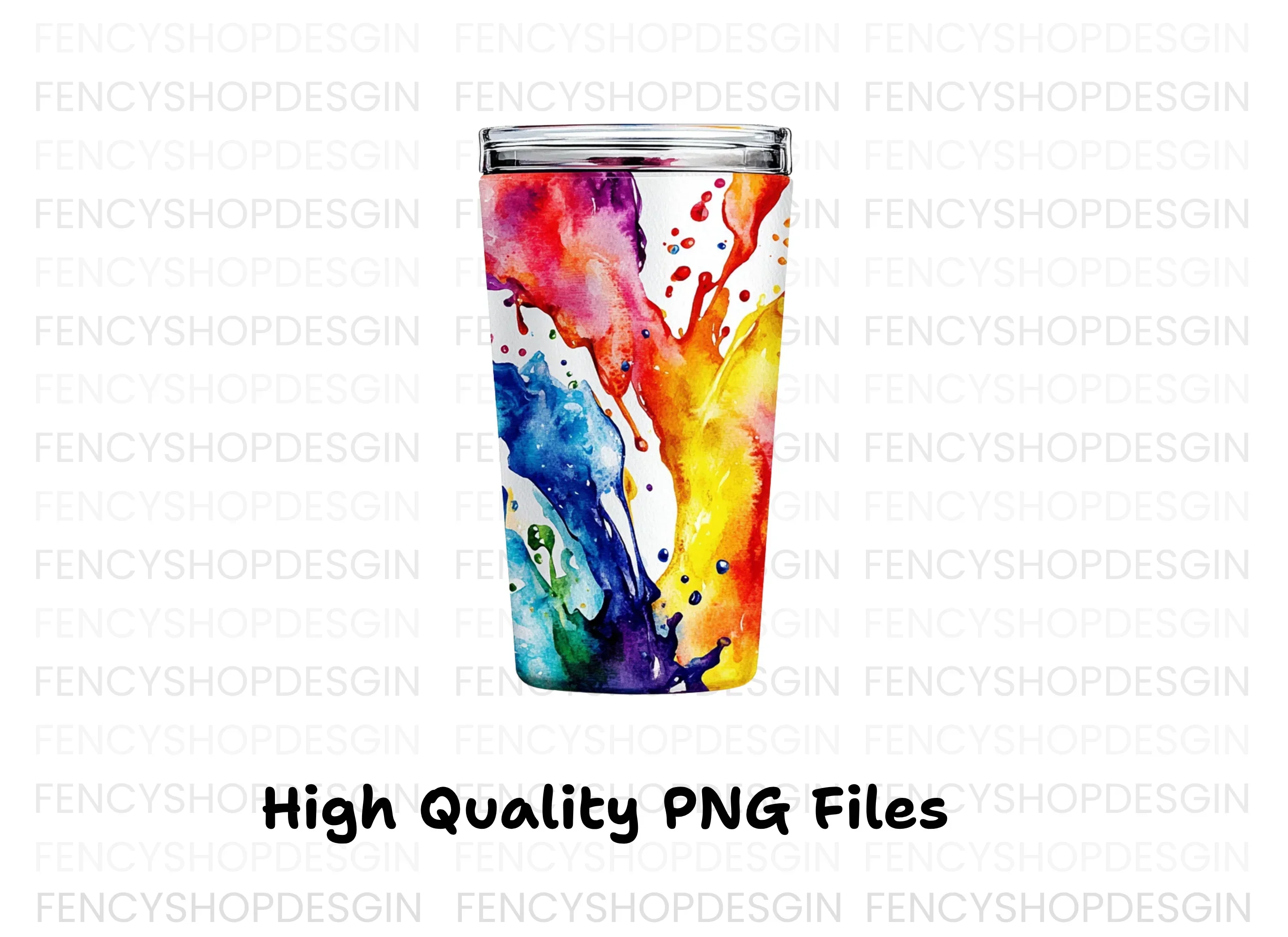 Rainbow Paint Splash Tumbler Clipart Bundle - Image 3