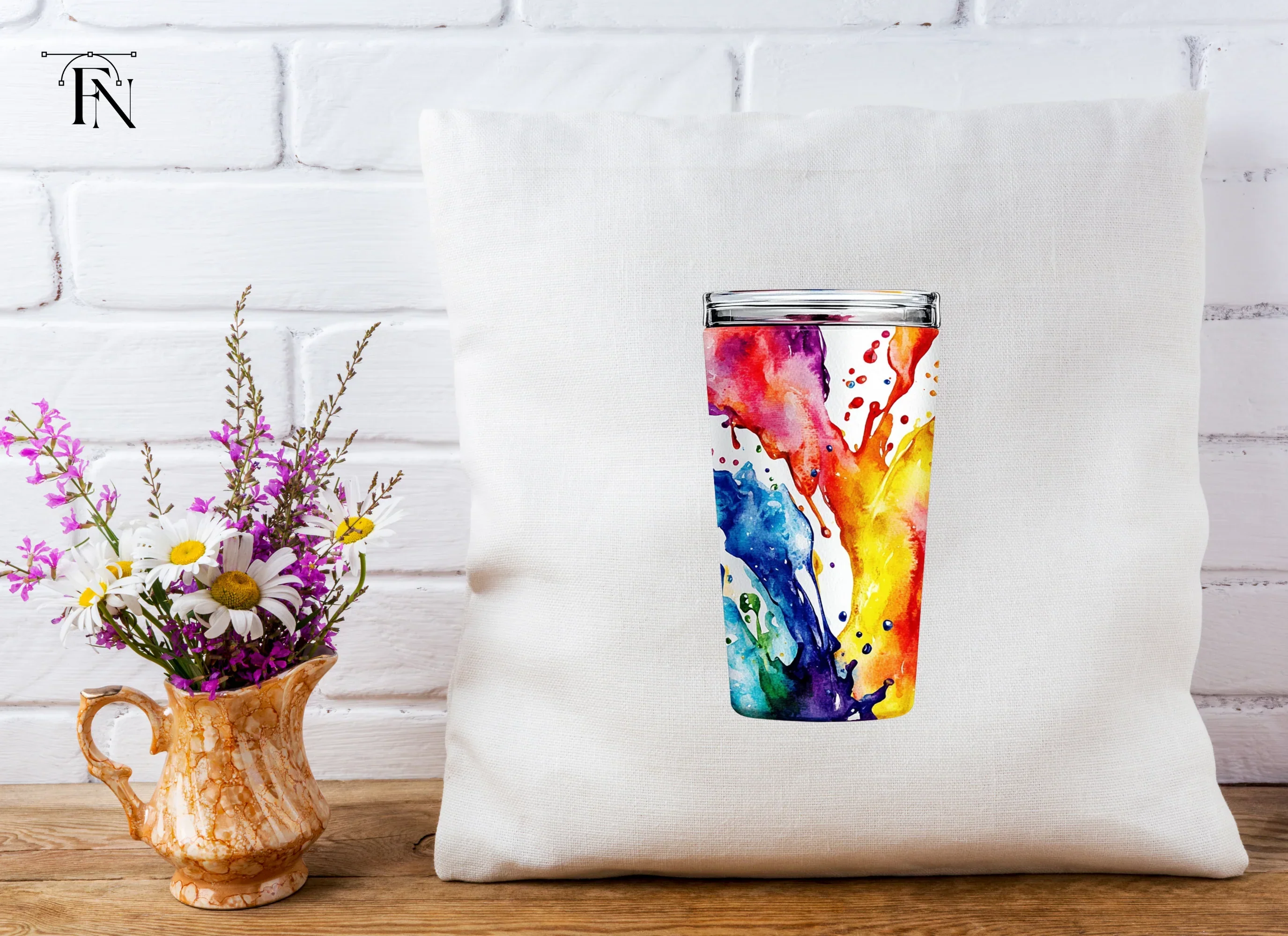 Rainbow Paint Splash Tumbler Clipart Bundle - Image 5